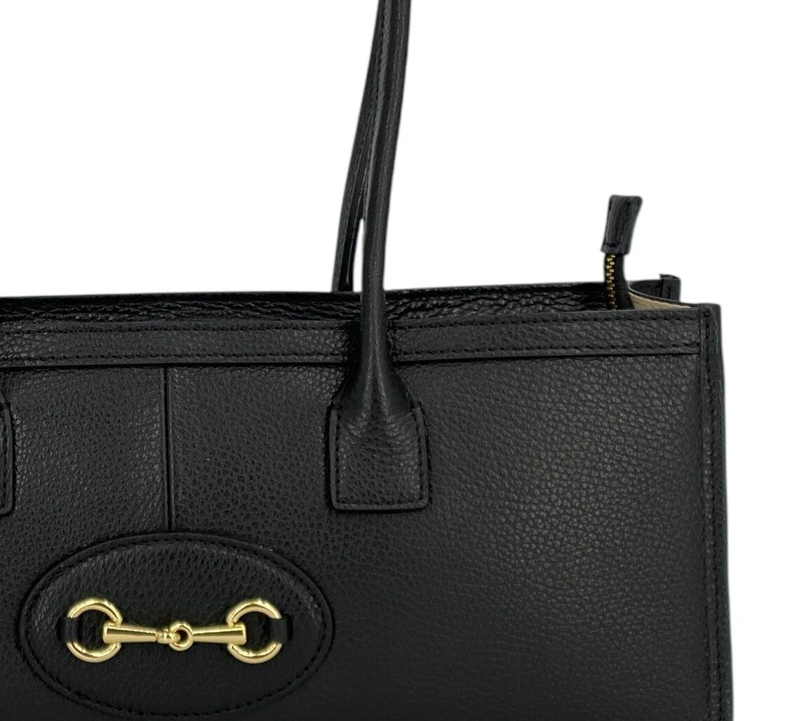 Ines – Women's handbag and shoulder bag in genuine Italian leather with long handles and lined interior