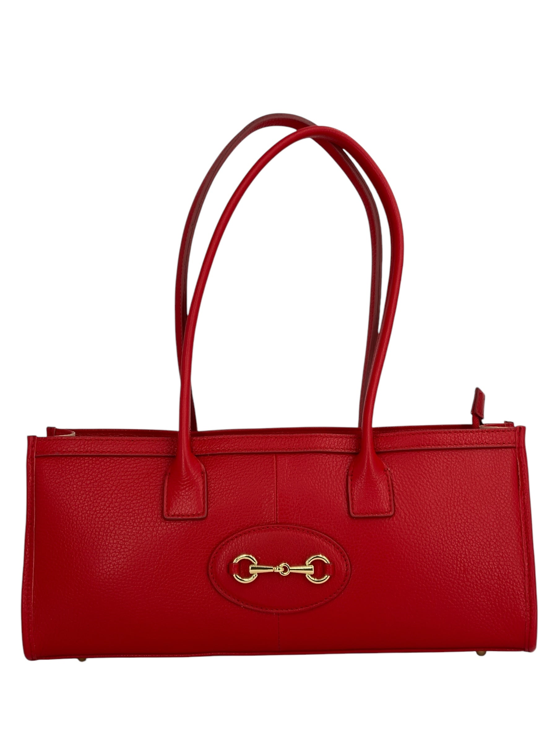 Ines – Women's handbag and shoulder bag in genuine Italian leather with long handles and lined interior