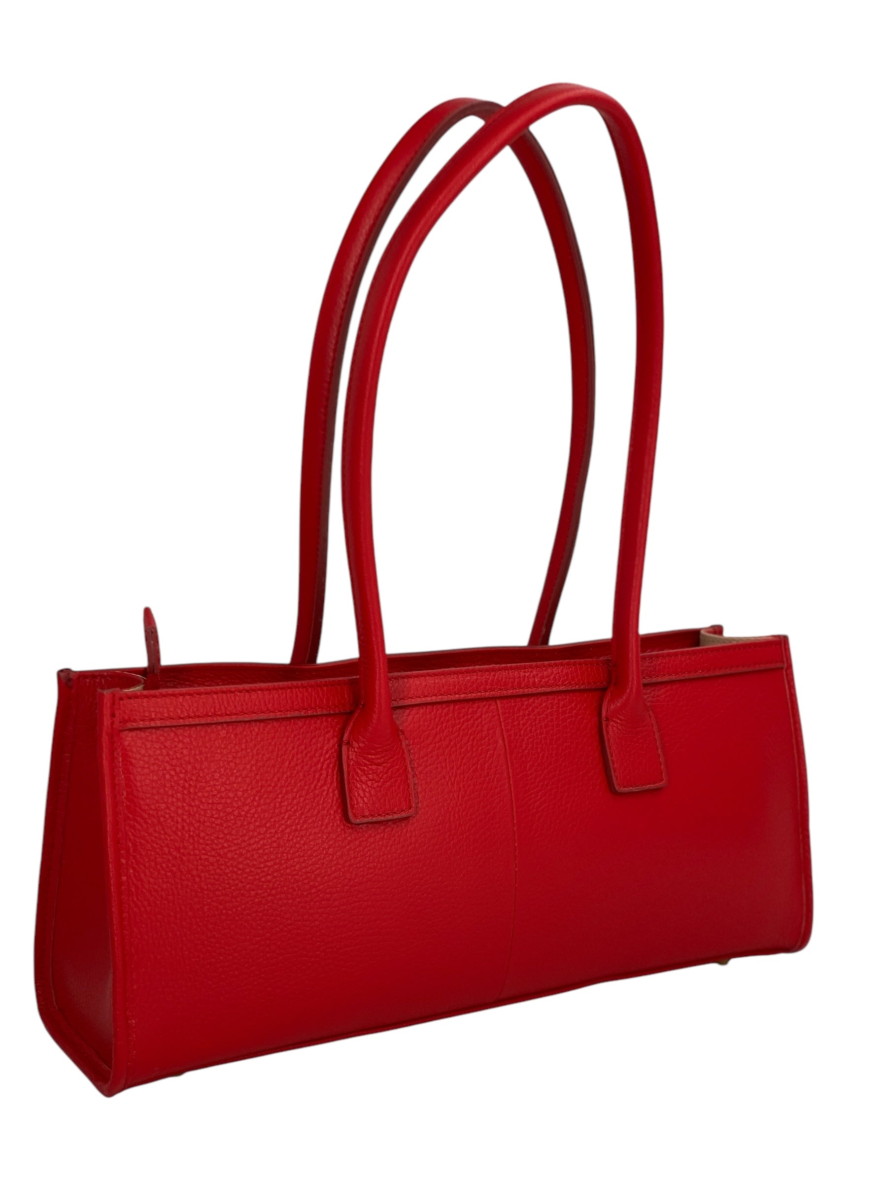 Ines – Women's handbag and shoulder bag in genuine Italian leather with long handles and lined interior