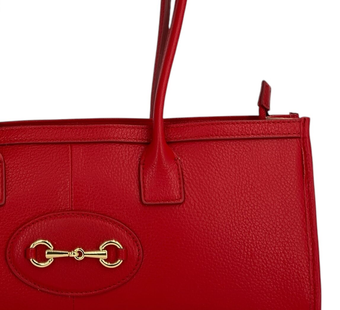 Ines – Women's handbag and shoulder bag in genuine Italian leather with long handles and lined interior