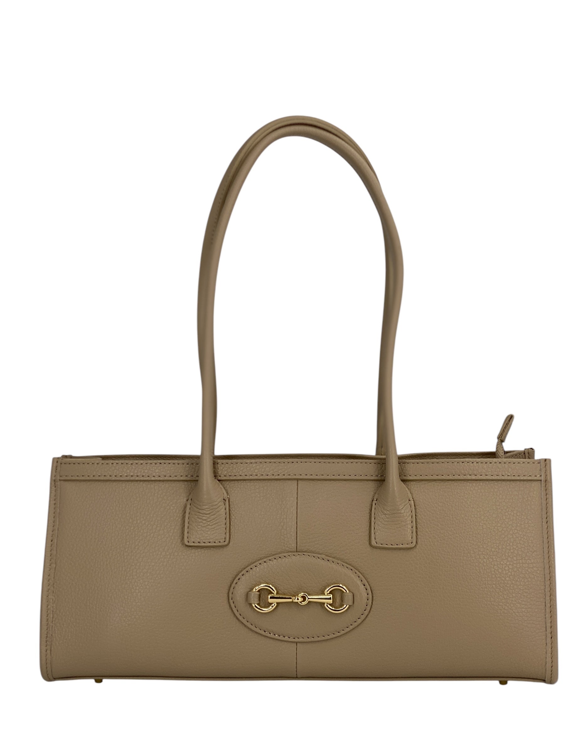 Ines – Women's handbag and shoulder bag in genuine Italian leather with long handles and lined interior