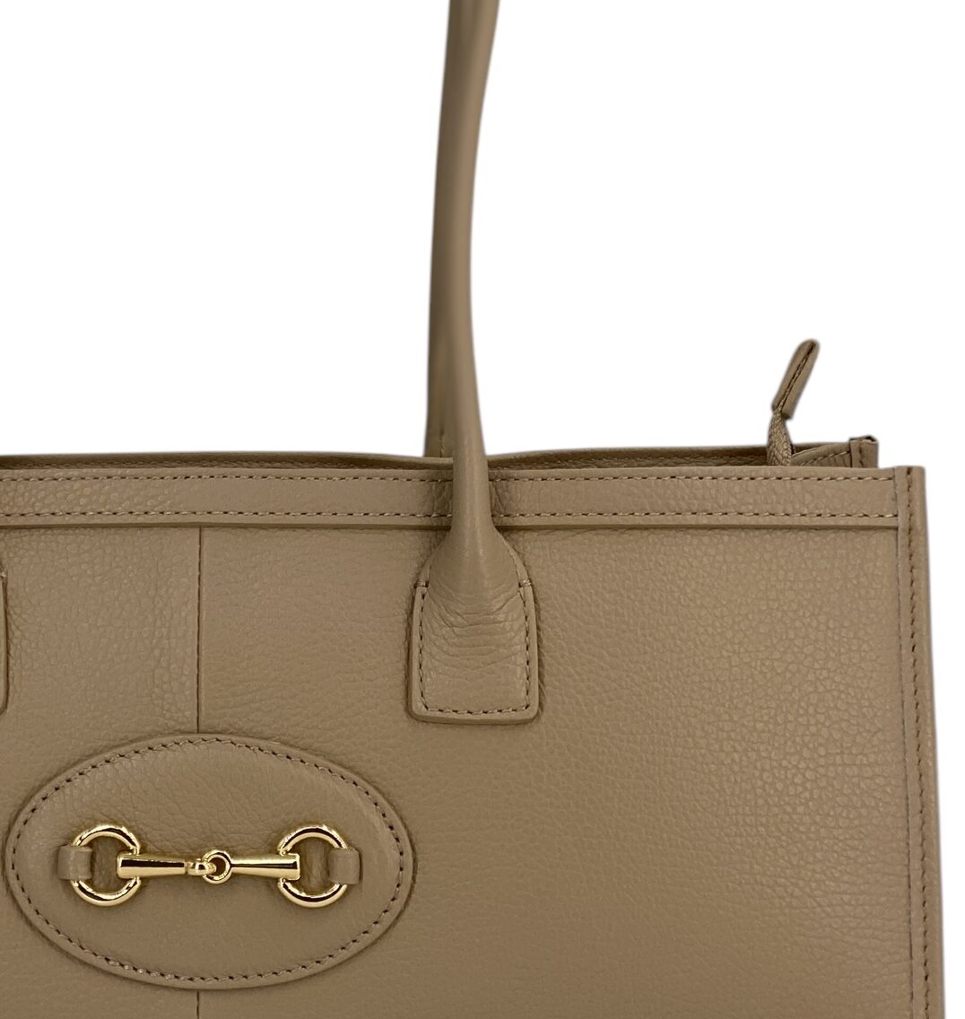 Ines – Women's handbag and shoulder bag in genuine Italian leather with long handles and lined interior
