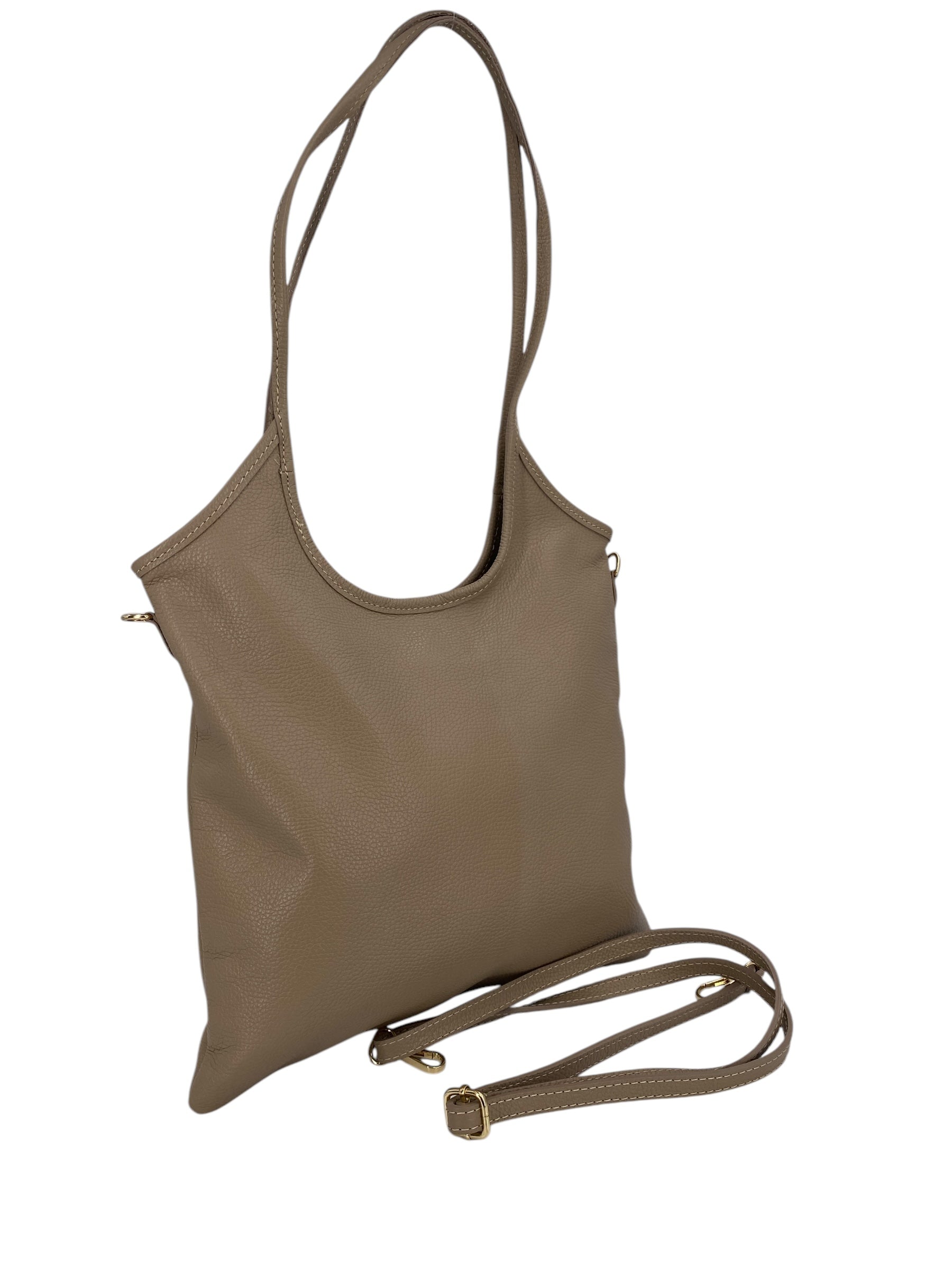 Yvonne – Damenhandtasche und Umhängetasche aus echtem italienischen Leder mit doppelt verstärkten Griffen
