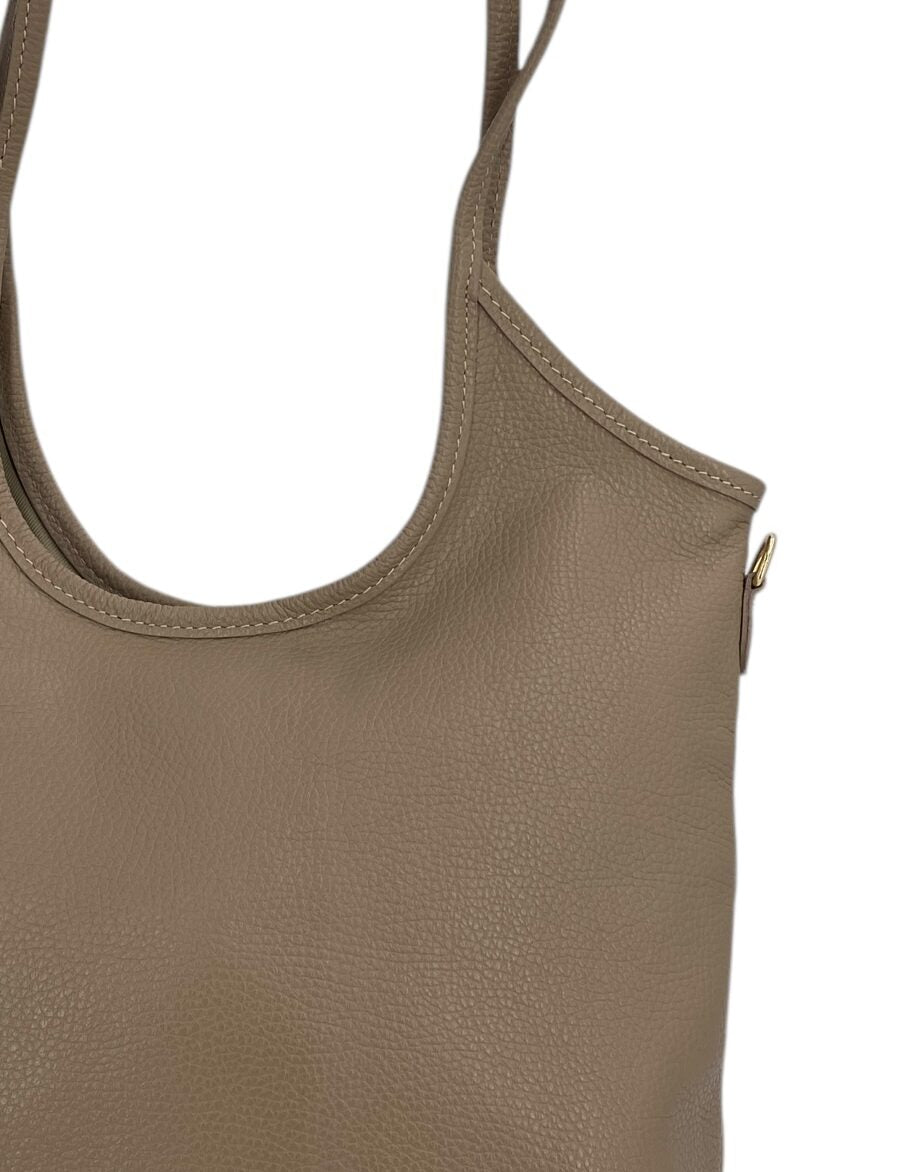 Yvonne – Damenhandtasche und Umhängetasche aus echtem italienischen Leder mit doppelt verstärkten Griffen