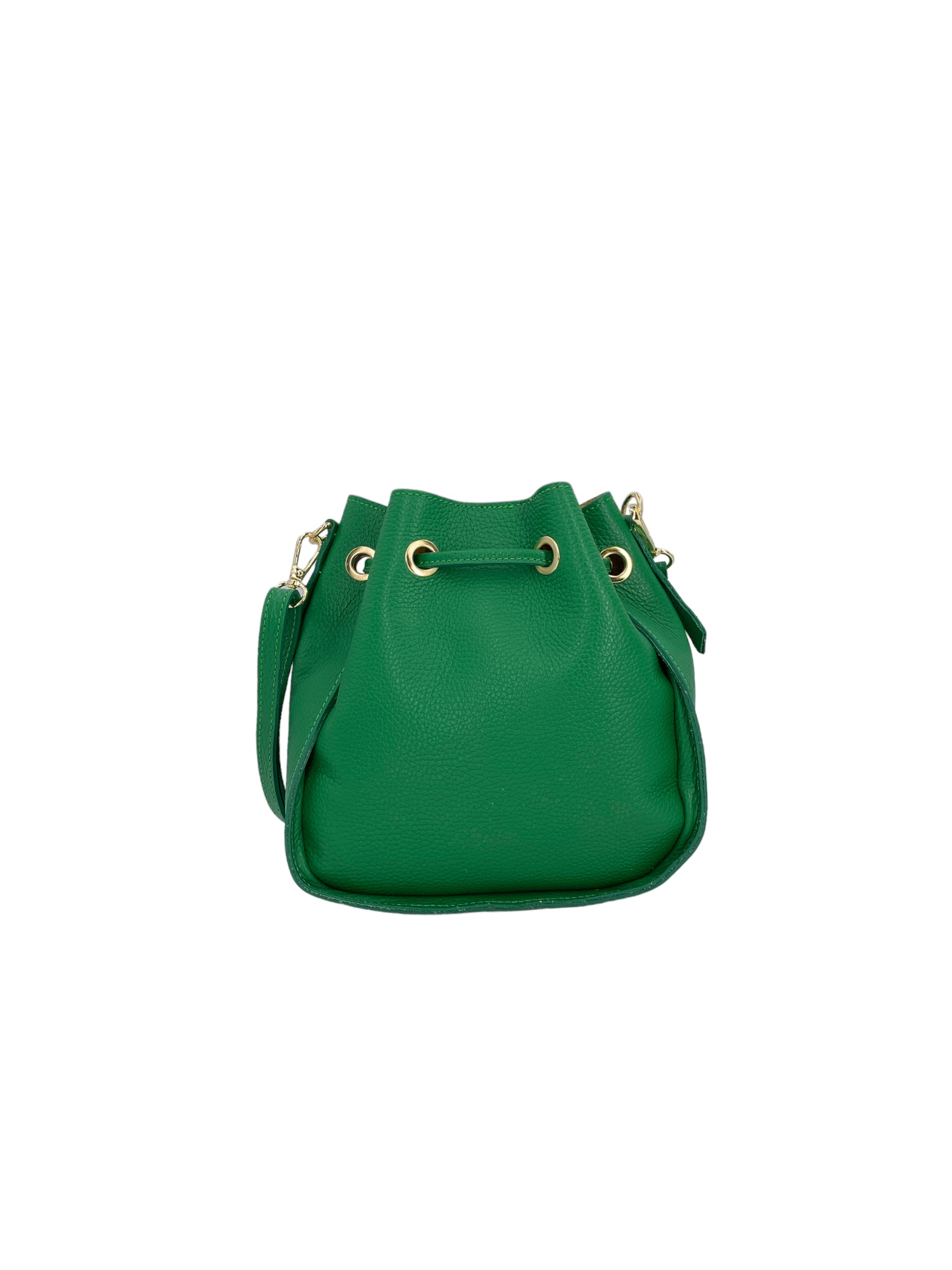 Genevieve 2.0 Mini – Damenhandtasche und Umhängetasche aus echtem italienischem Leder mit Kordelzugverschluss und goldenen Details