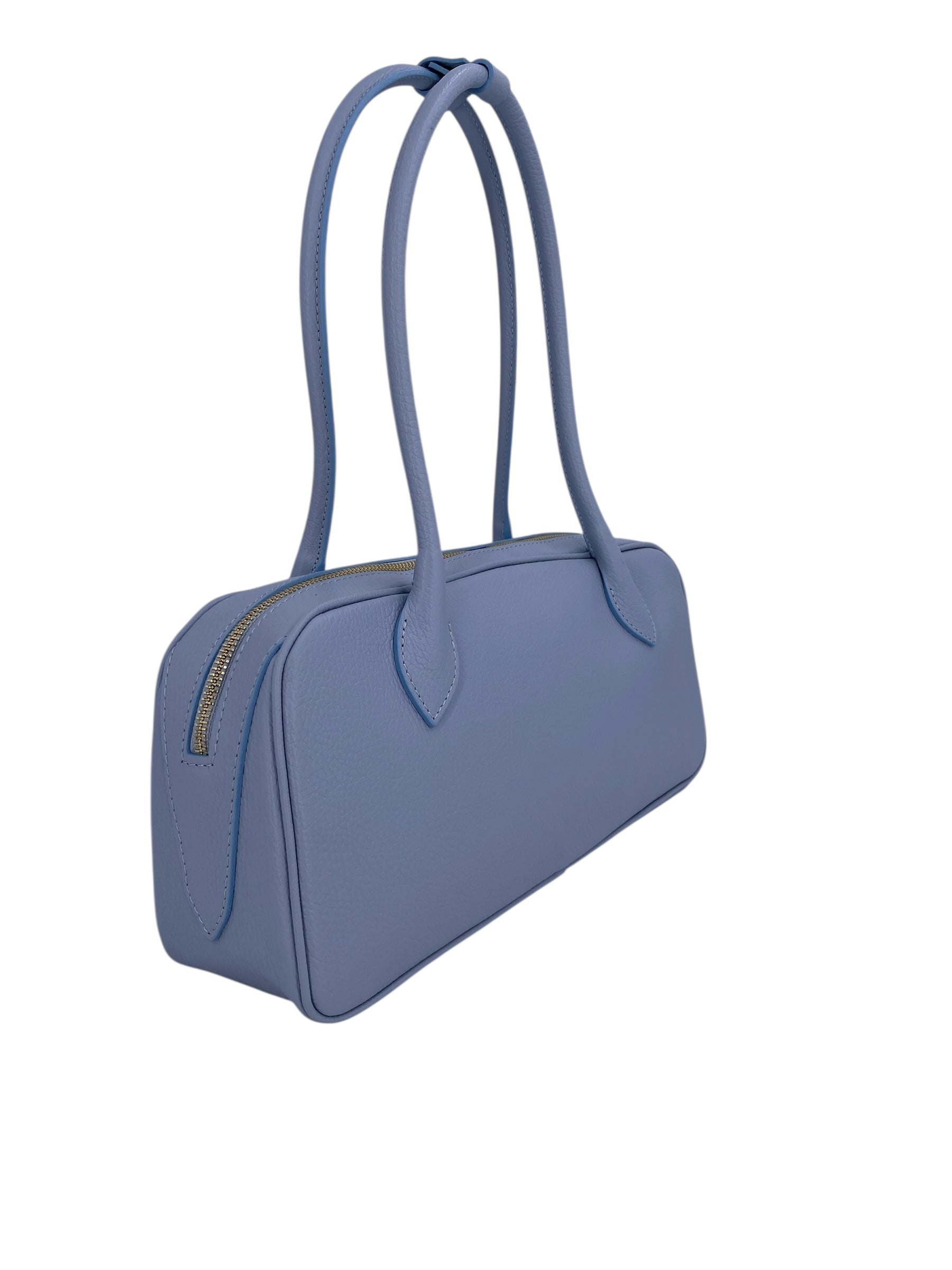 Victoire – Damenhandtasche und Umhängetasche aus echtem italienischem Leder mit doppelten, starren Griffen und goldenem Reißverschluss