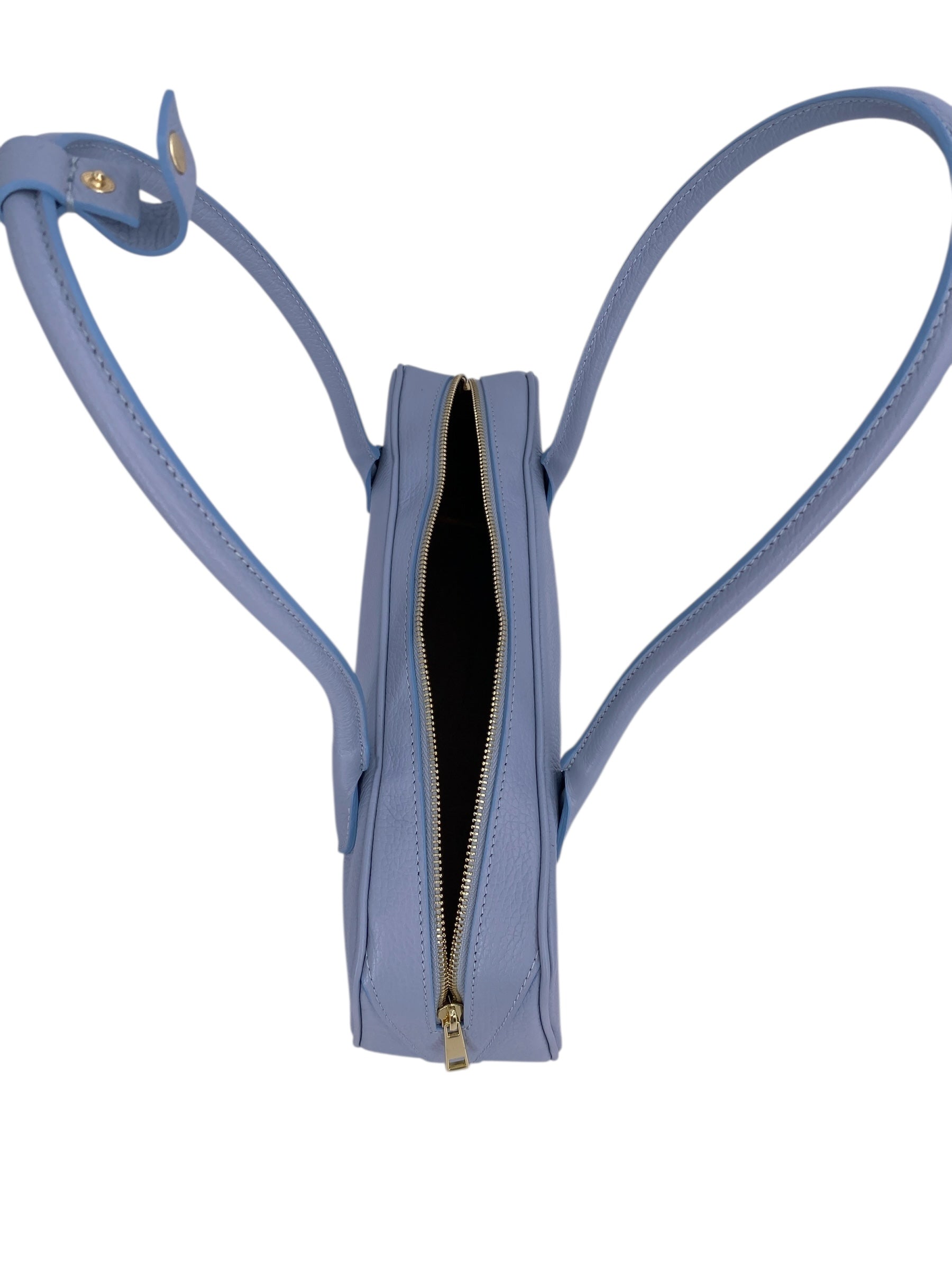 Victoire – Damenhandtasche und Umhängetasche aus echtem italienischem Leder mit doppelten, starren Griffen und goldenem Reißverschluss