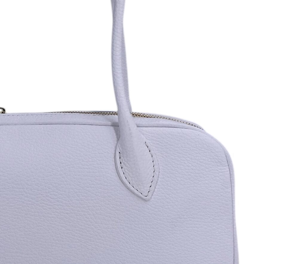 Victoire – Damenhandtasche und Umhängetasche aus echtem italienischem Leder mit doppelten, starren Griffen und goldenem Reißverschluss