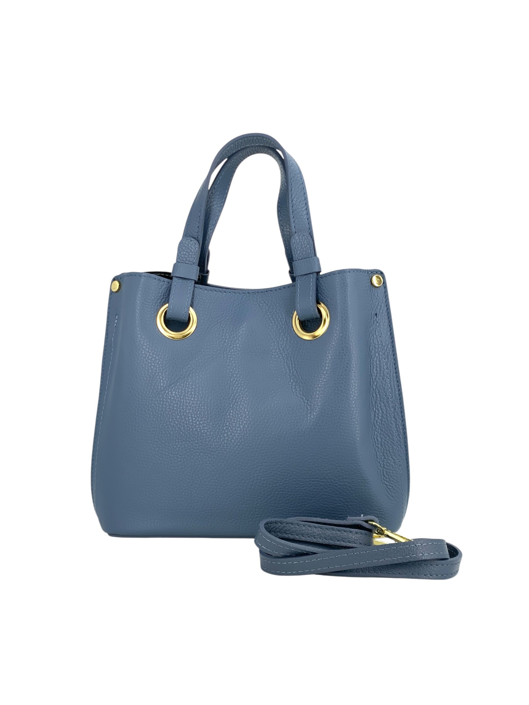 Delphine – Women's shoulder and handbag in genuine Italian leather with double reinforced short handles and removable adjustable shoulder strap