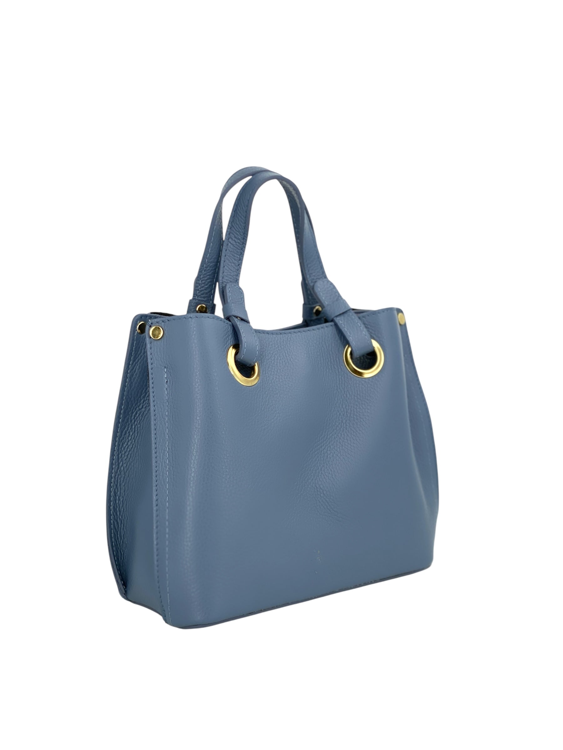 Delphine – Women's shoulder and handbag in genuine Italian leather with double reinforced short handles and removable adjustable shoulder strap