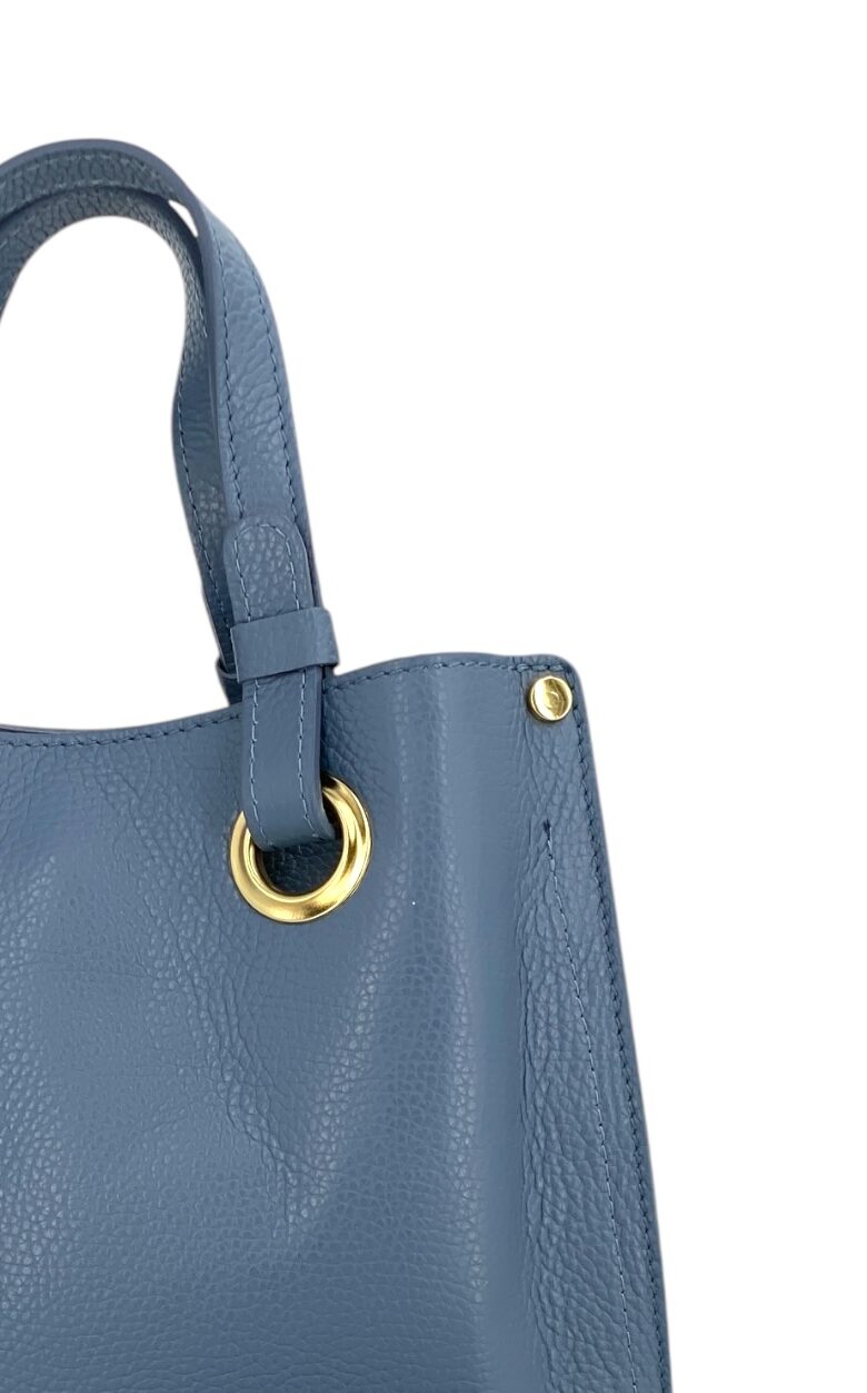 Delphine – Women's shoulder and handbag in genuine Italian leather with double reinforced short handles and removable adjustable shoulder strap