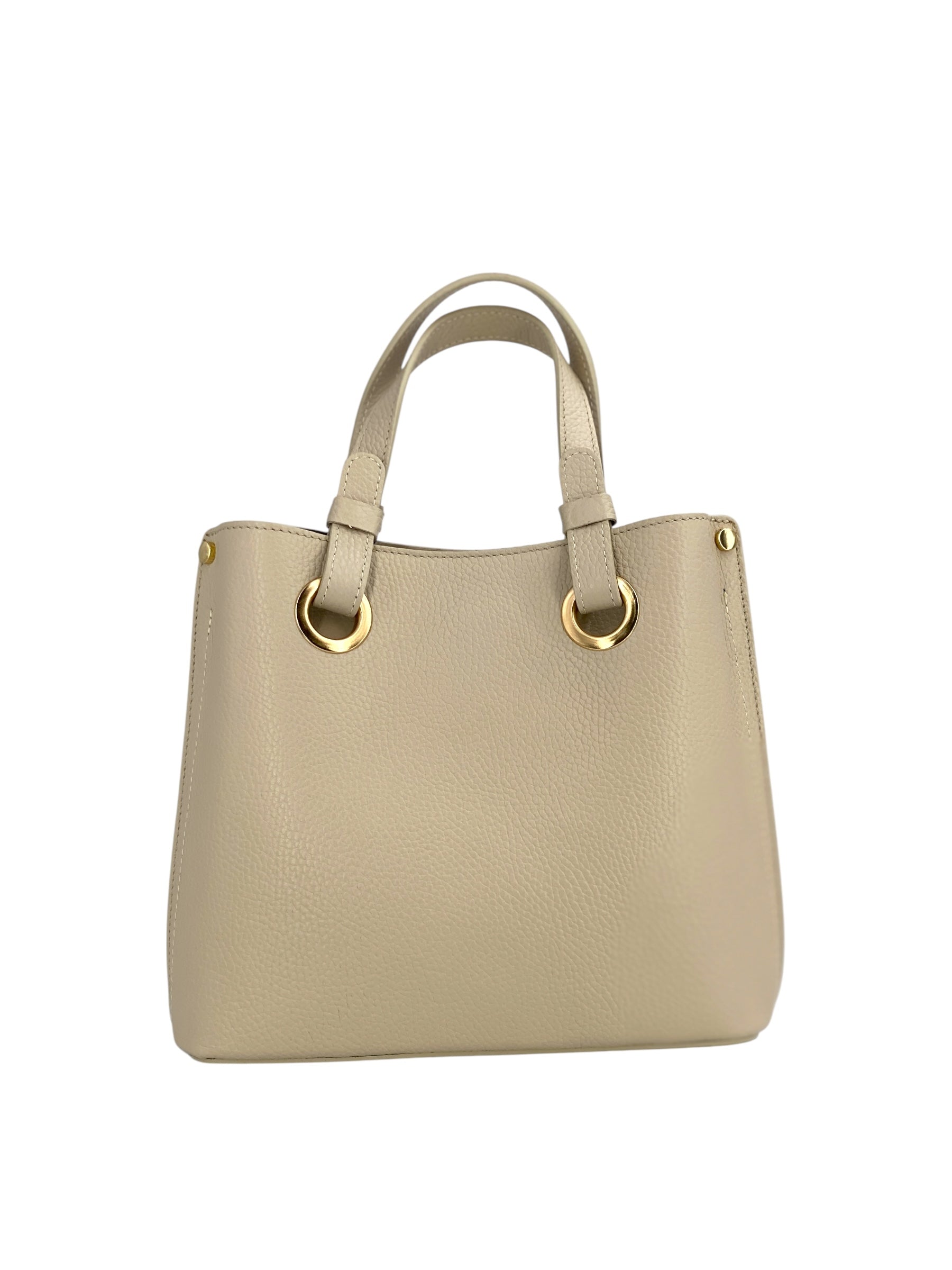 Delphine – Women's shoulder and handbag in genuine Italian leather with double reinforced short handles and removable adjustable shoulder strap