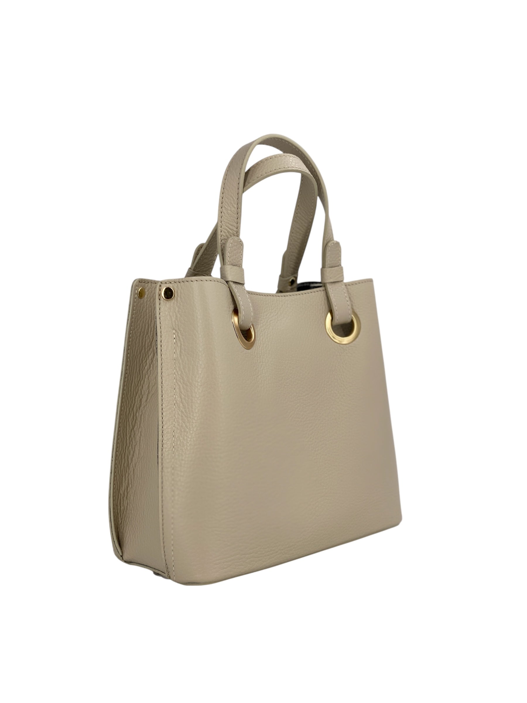 Delphine – Women's shoulder and handbag in genuine Italian leather with double reinforced short handles and removable adjustable shoulder strap