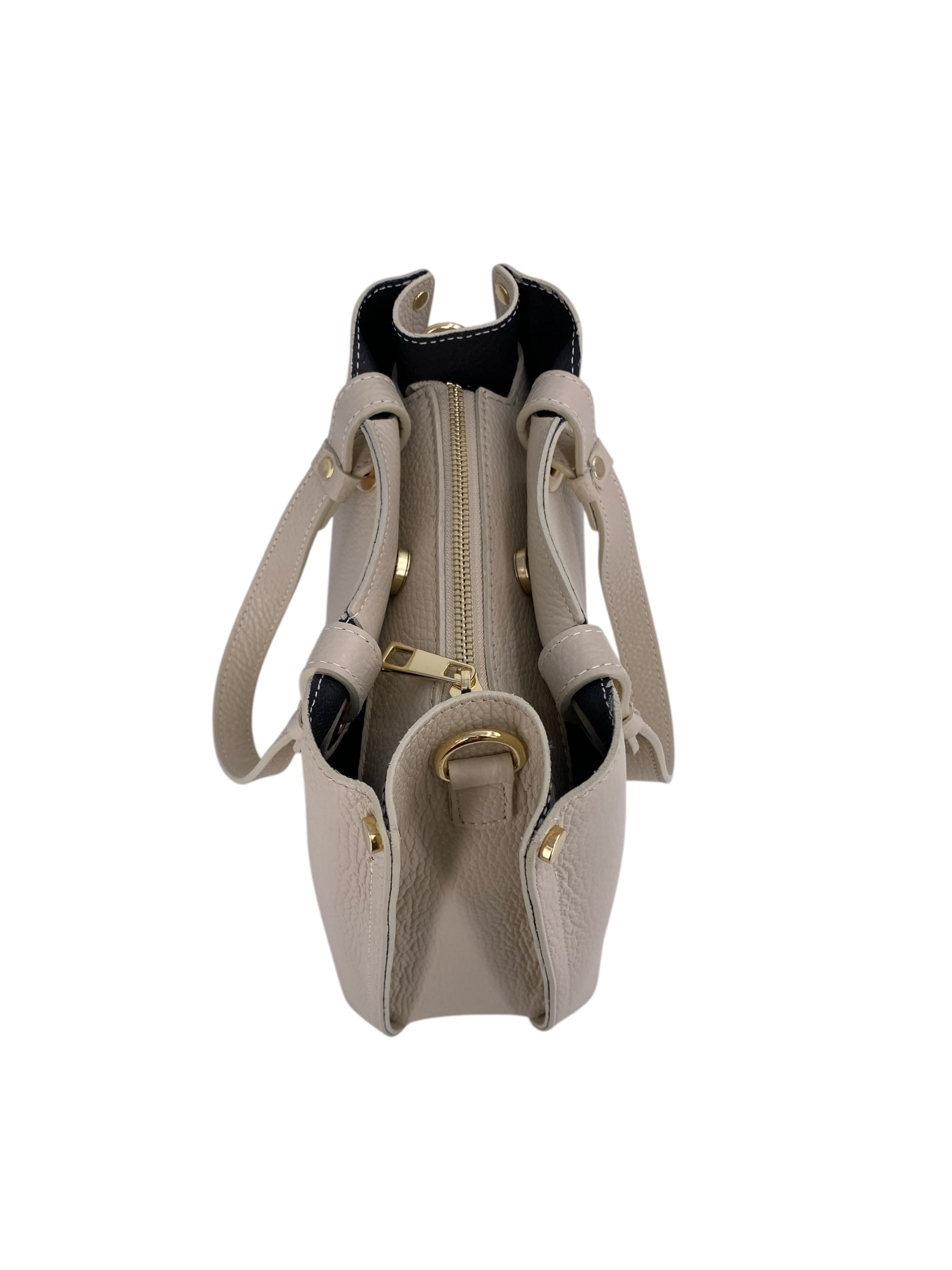 Delphine – Women's shoulder and handbag in genuine Italian leather with double reinforced short handles and removable adjustable shoulder strap