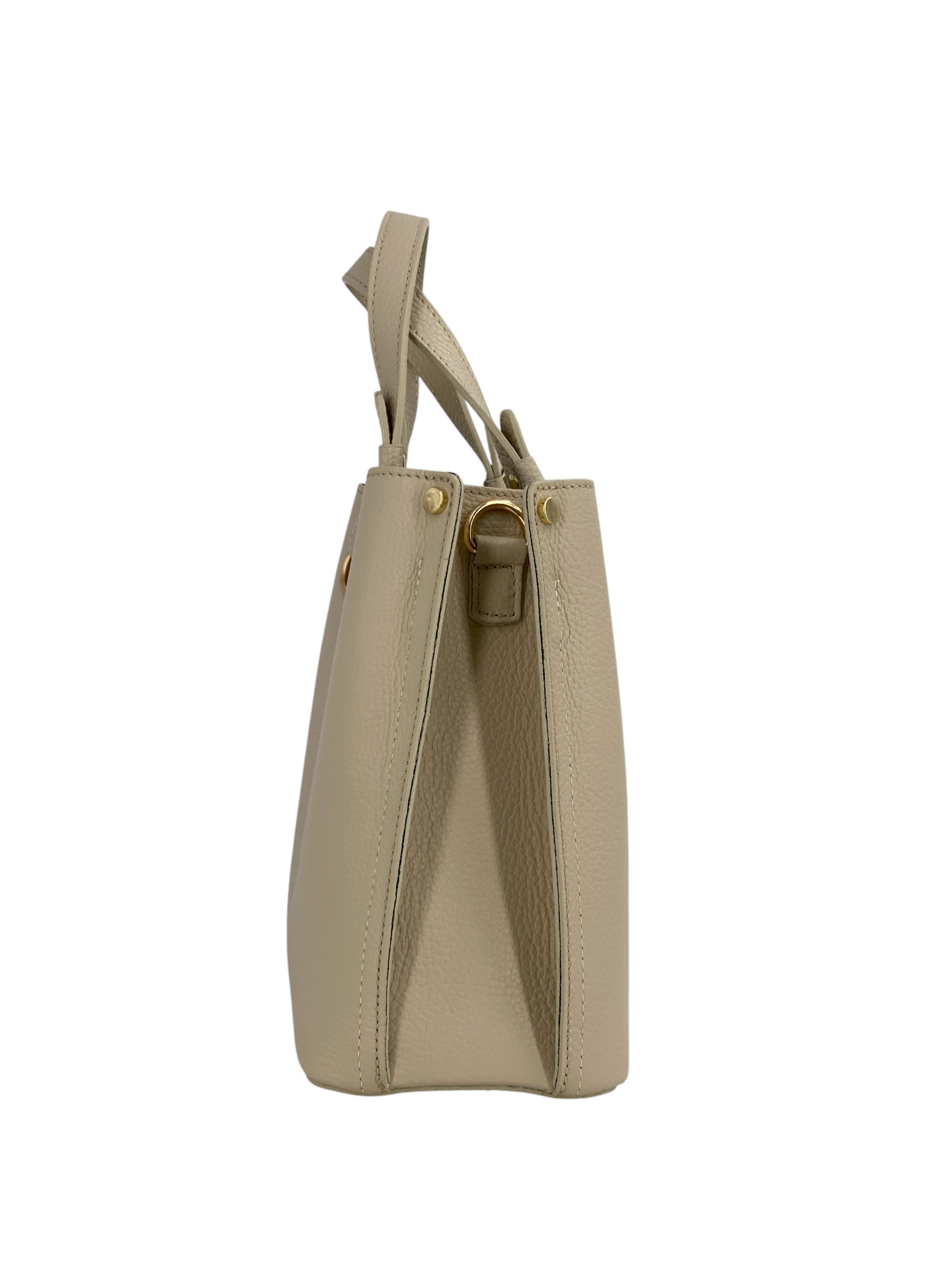 Delphine – Women's shoulder and handbag in genuine Italian leather with double reinforced short handles and removable adjustable shoulder strap
