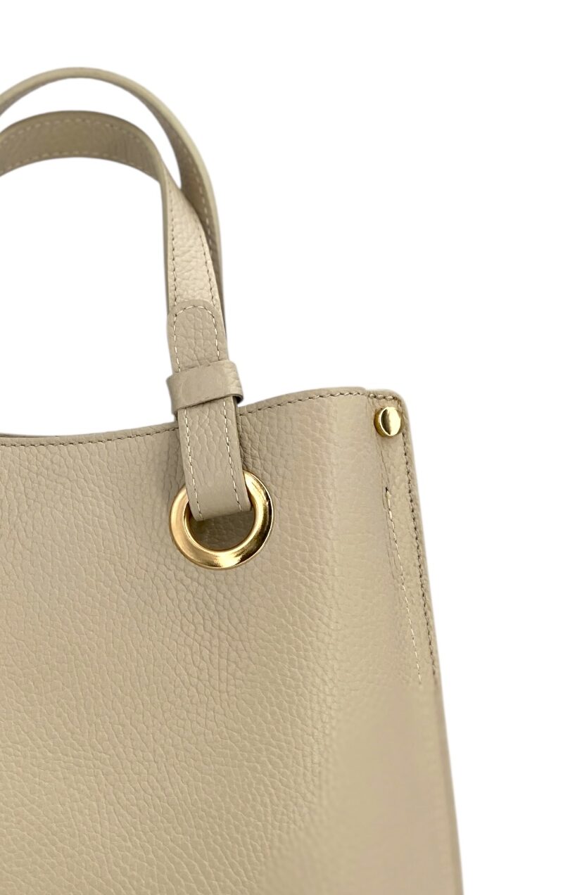 Delphine – Women's shoulder and handbag in genuine Italian leather with double reinforced short handles and removable adjustable shoulder strap