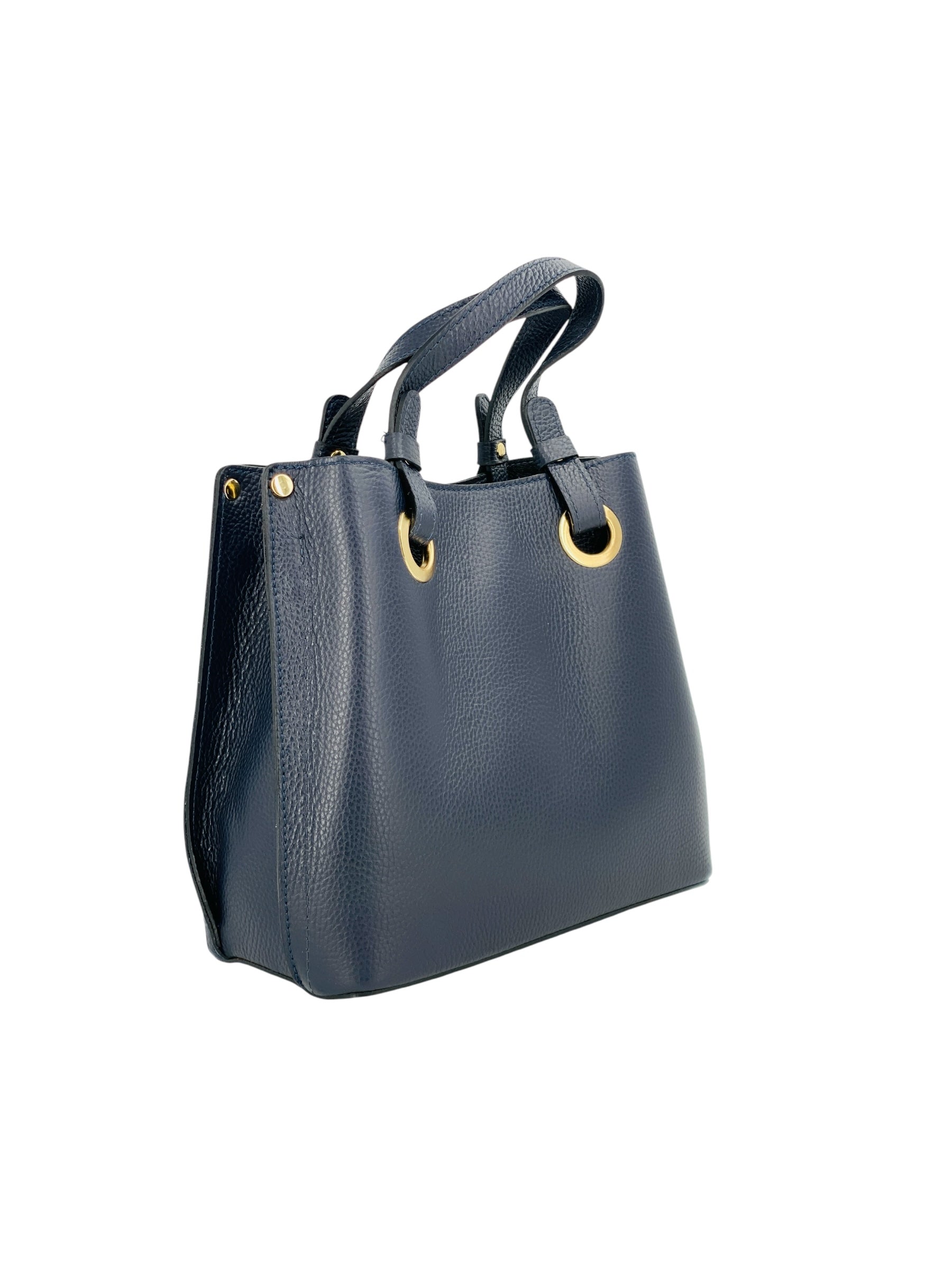 Delphine – Women's shoulder and handbag in genuine Italian leather with double reinforced short handles and removable adjustable shoulder strap