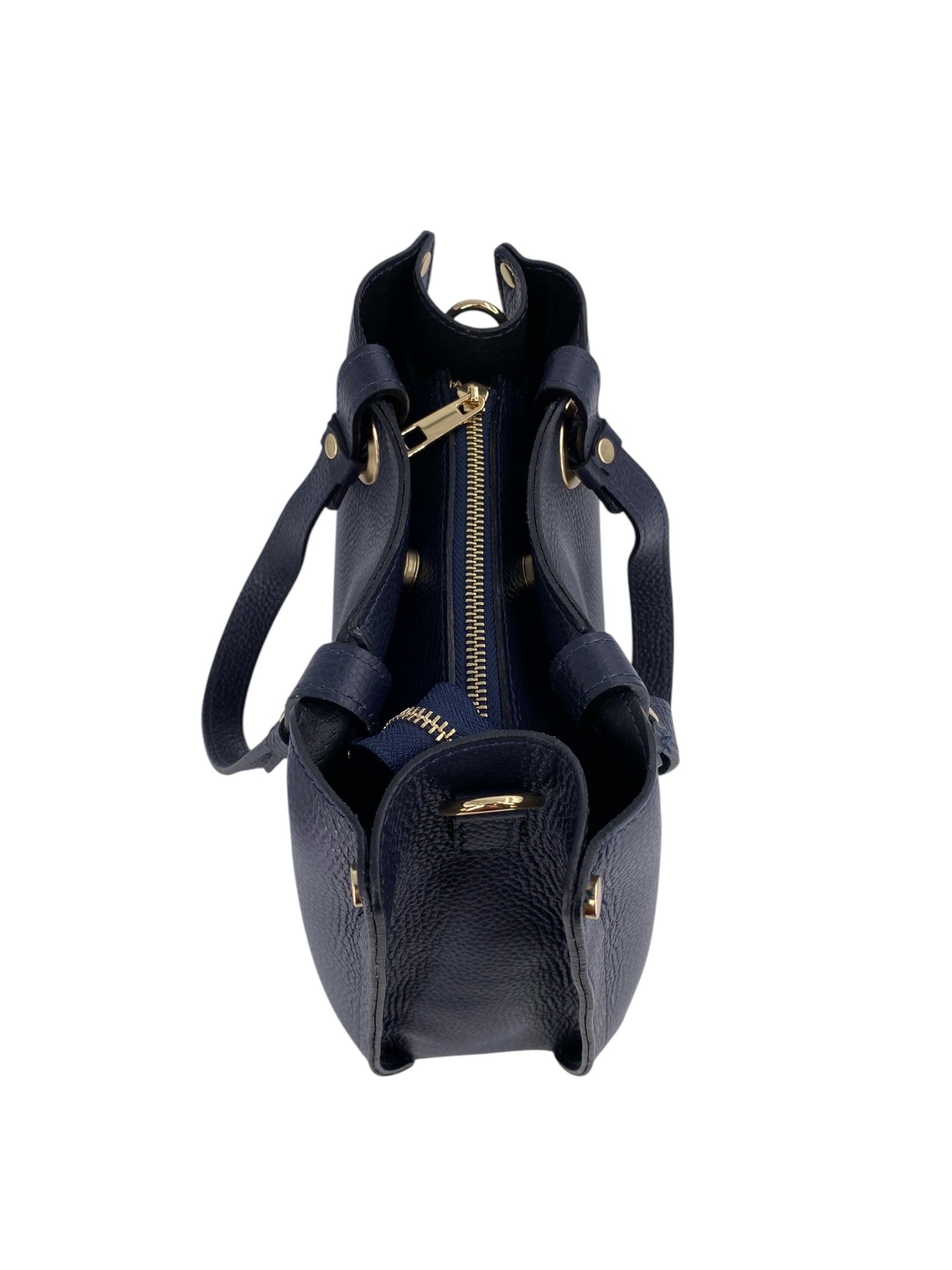 Delphine – Women's shoulder and handbag in genuine Italian leather with double reinforced short handles and removable adjustable shoulder strap