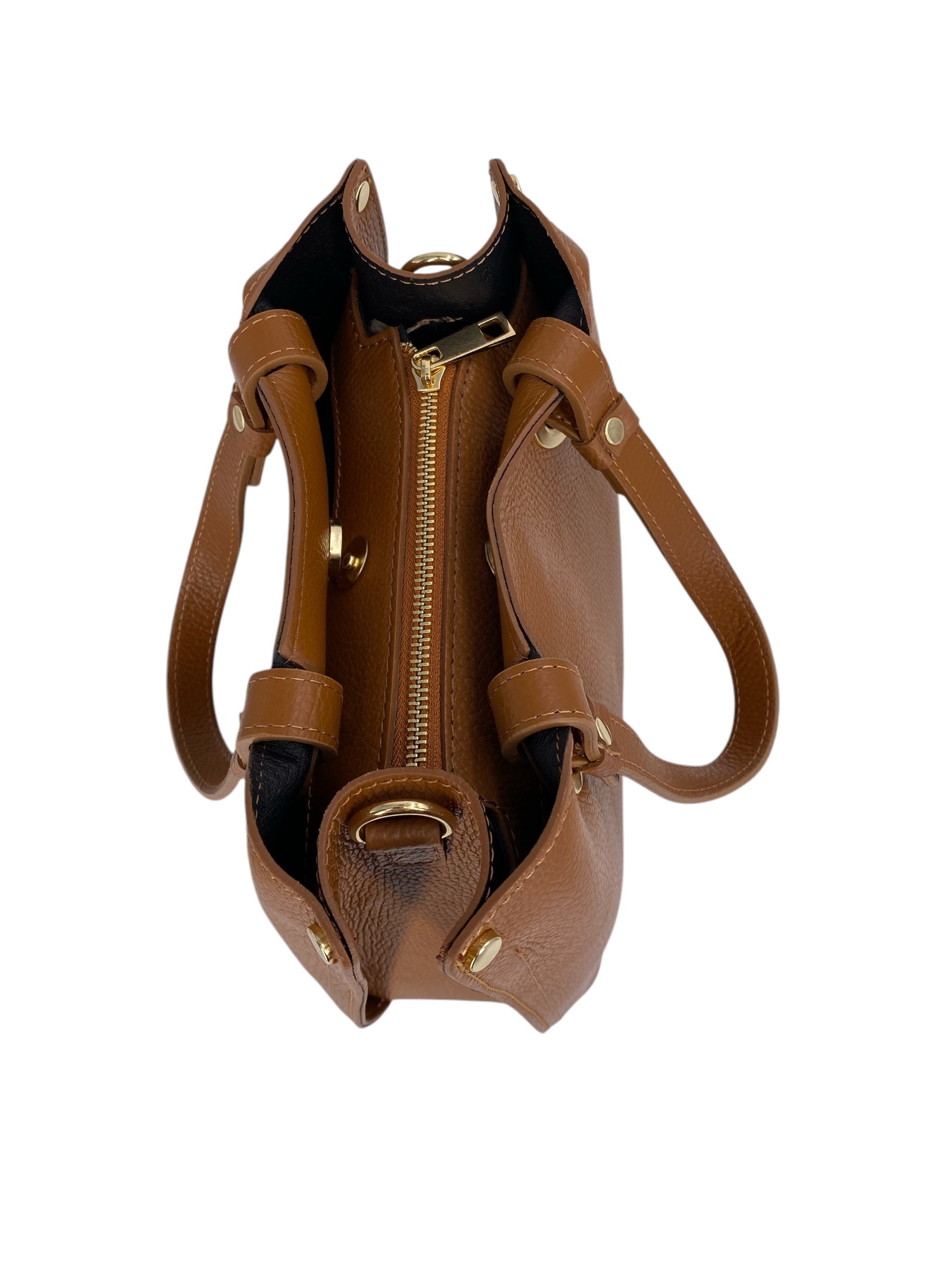 Delphine – Women's shoulder and handbag in genuine Italian leather with double reinforced short handles and removable adjustable shoulder strap