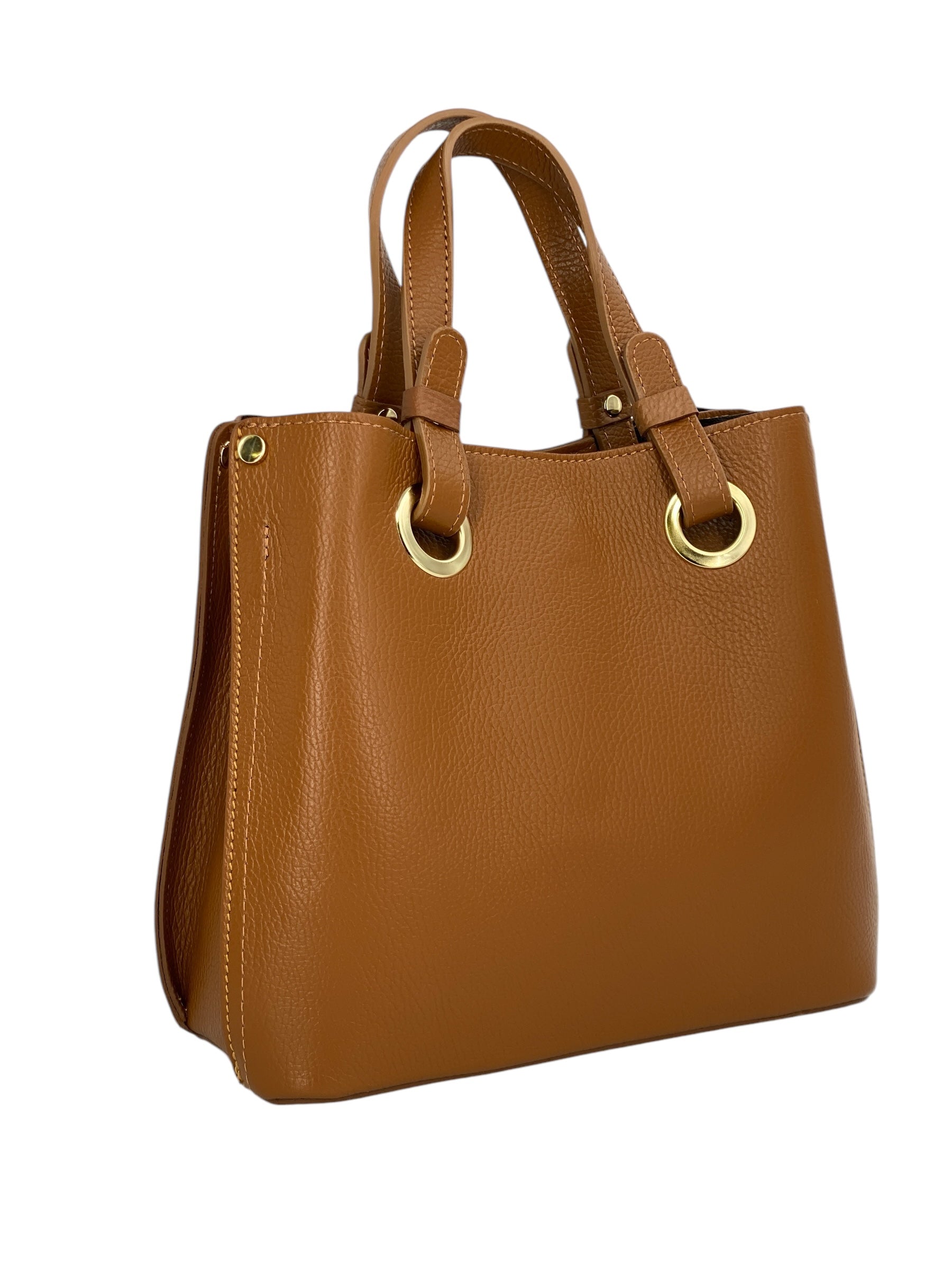 Delphine – Women's shoulder and handbag in genuine Italian leather with double reinforced short handles and removable adjustable shoulder strap
