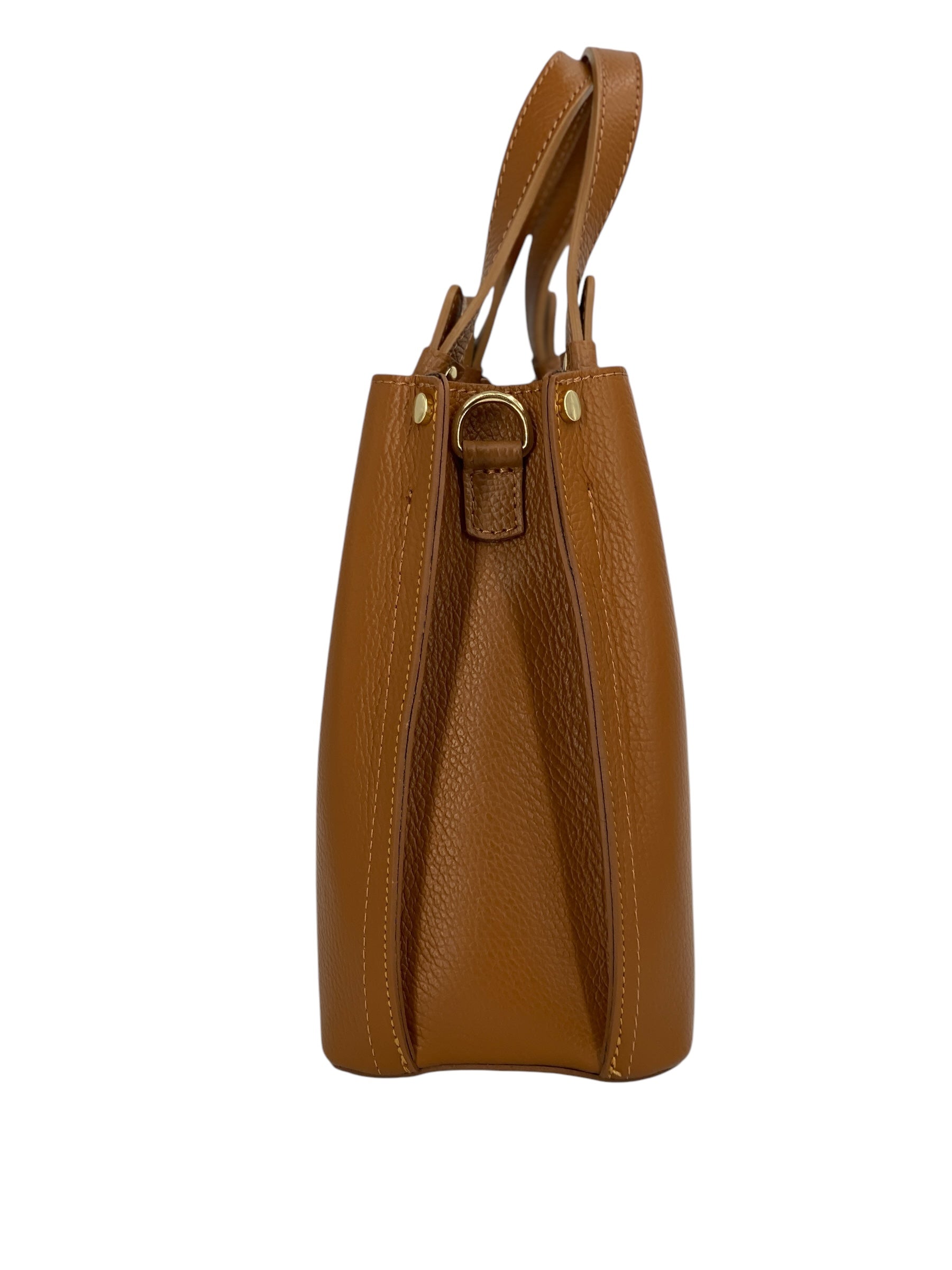 Delphine – Women's shoulder and handbag in genuine Italian leather with double reinforced short handles and removable adjustable shoulder strap