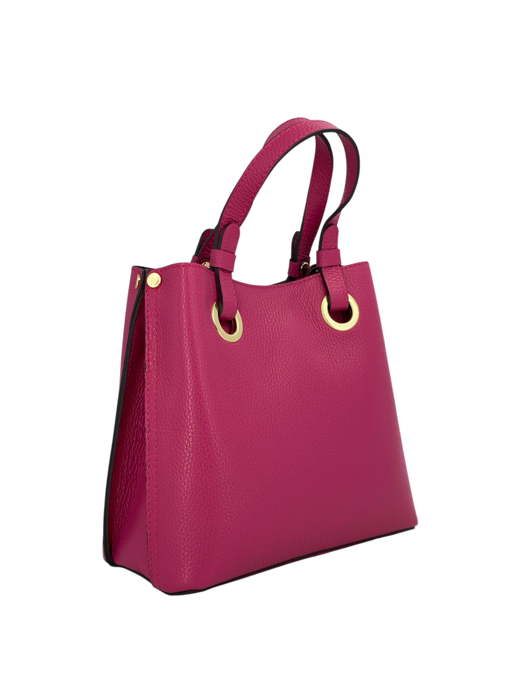 Delphine – Women's shoulder and handbag in genuine Italian leather with double reinforced short handles and removable adjustable shoulder strap