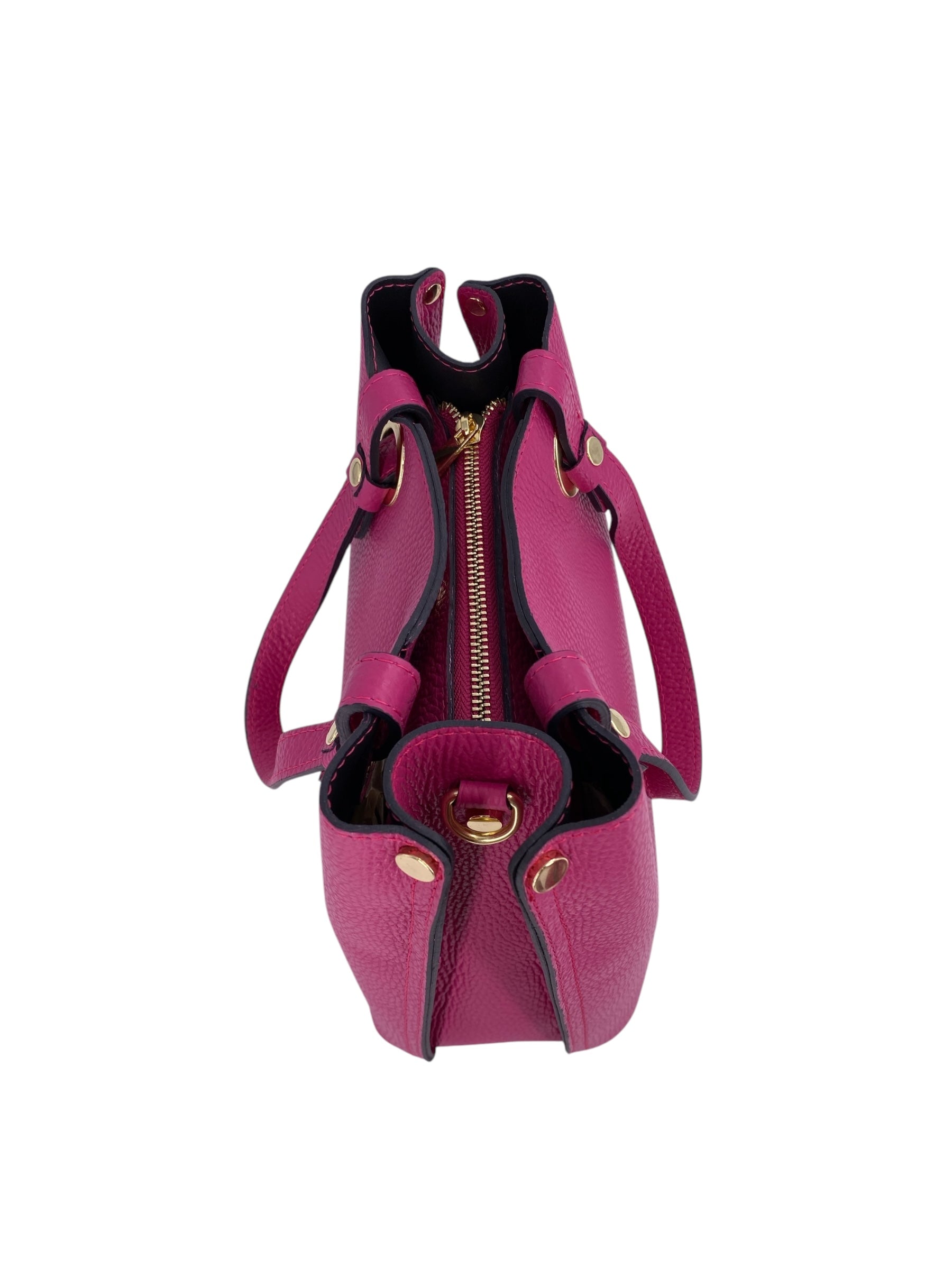 Delphine – Women's shoulder and handbag in genuine Italian leather with double reinforced short handles and removable adjustable shoulder strap