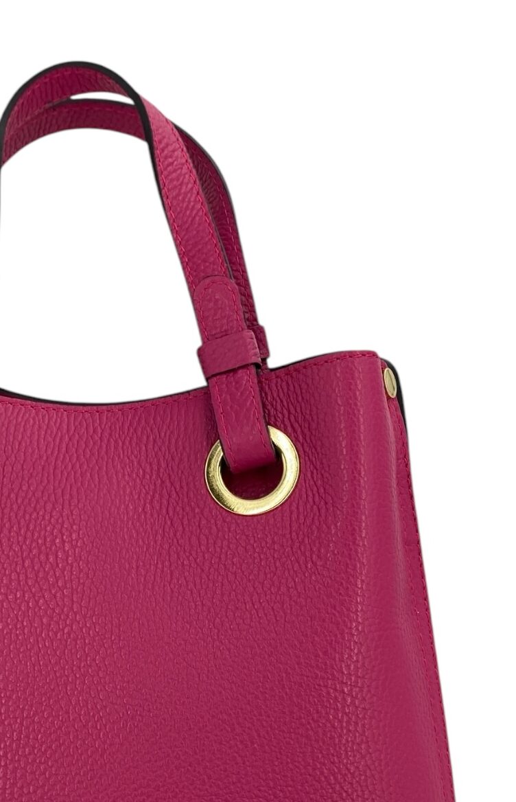 Delphine – Women's shoulder and handbag in genuine Italian leather with double reinforced short handles and removable adjustable shoulder strap