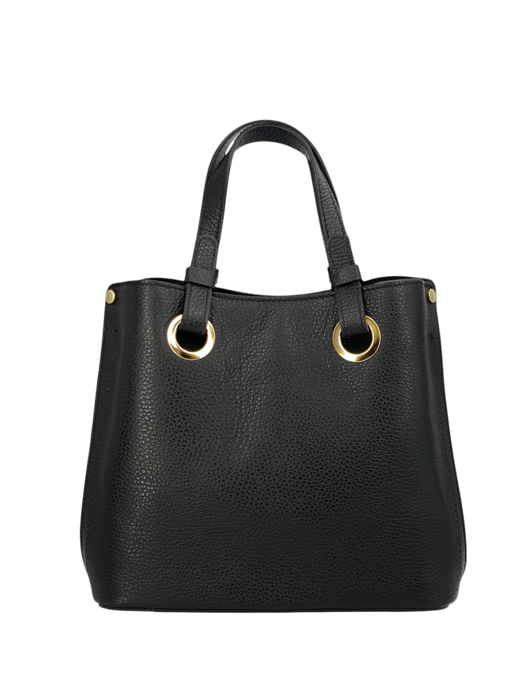 Delphine – Women's shoulder and handbag in genuine Italian leather with double reinforced short handles and removable adjustable shoulder strap