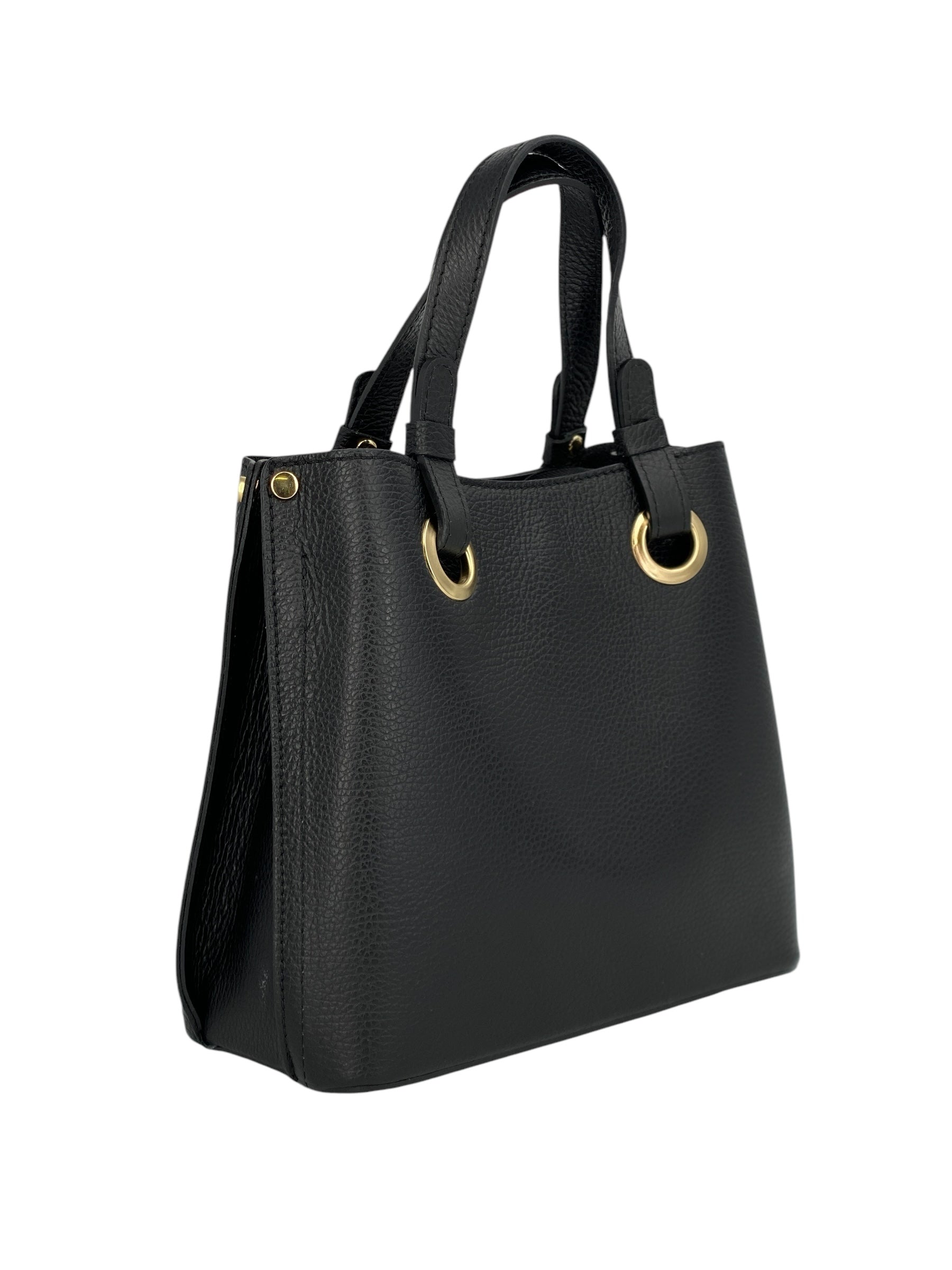 Delphine – Women's shoulder and handbag in genuine Italian leather with double reinforced short handles and removable adjustable shoulder strap
