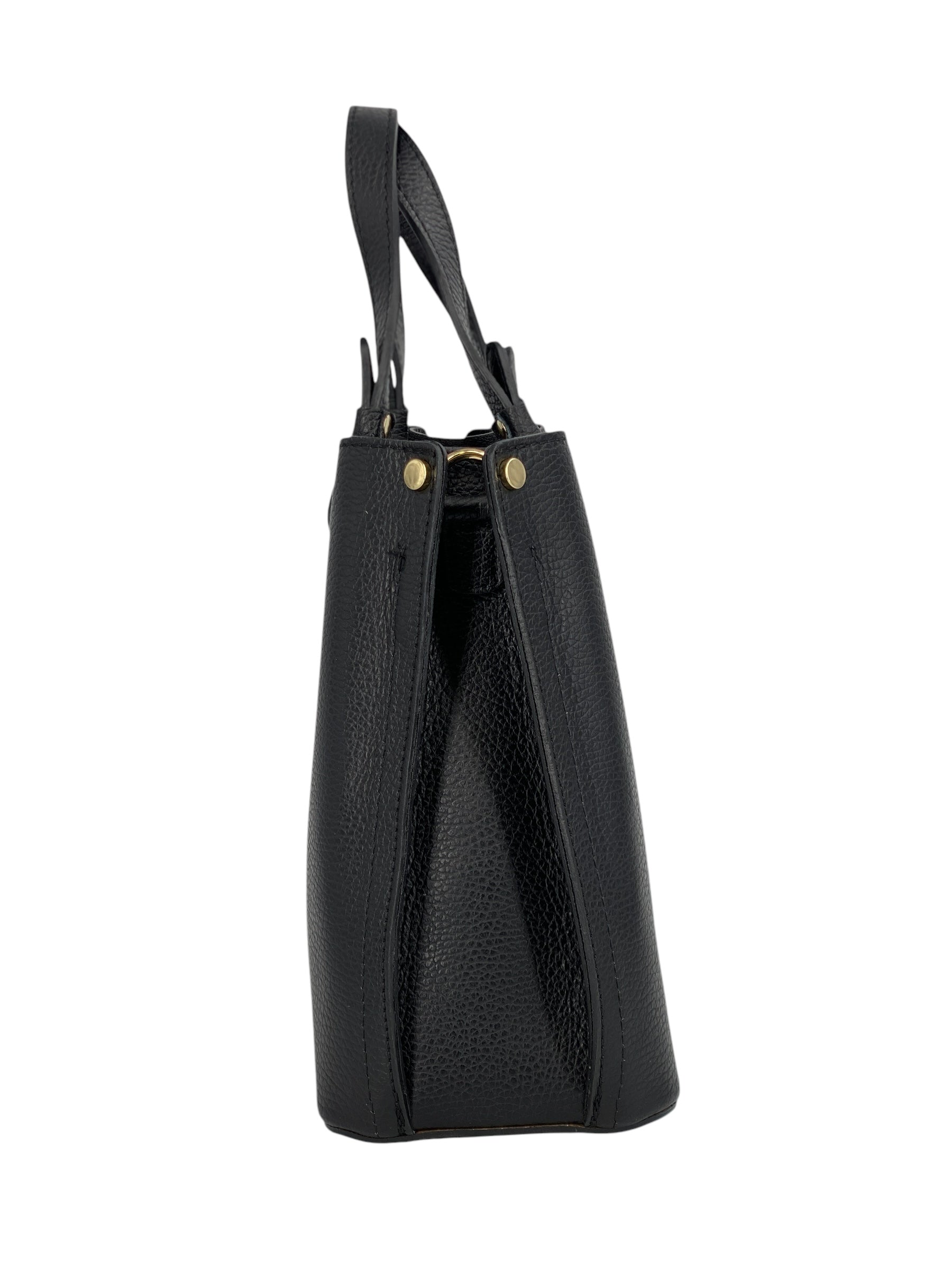 Delphine – Women's shoulder and handbag in genuine Italian leather with double reinforced short handles and removable adjustable shoulder strap