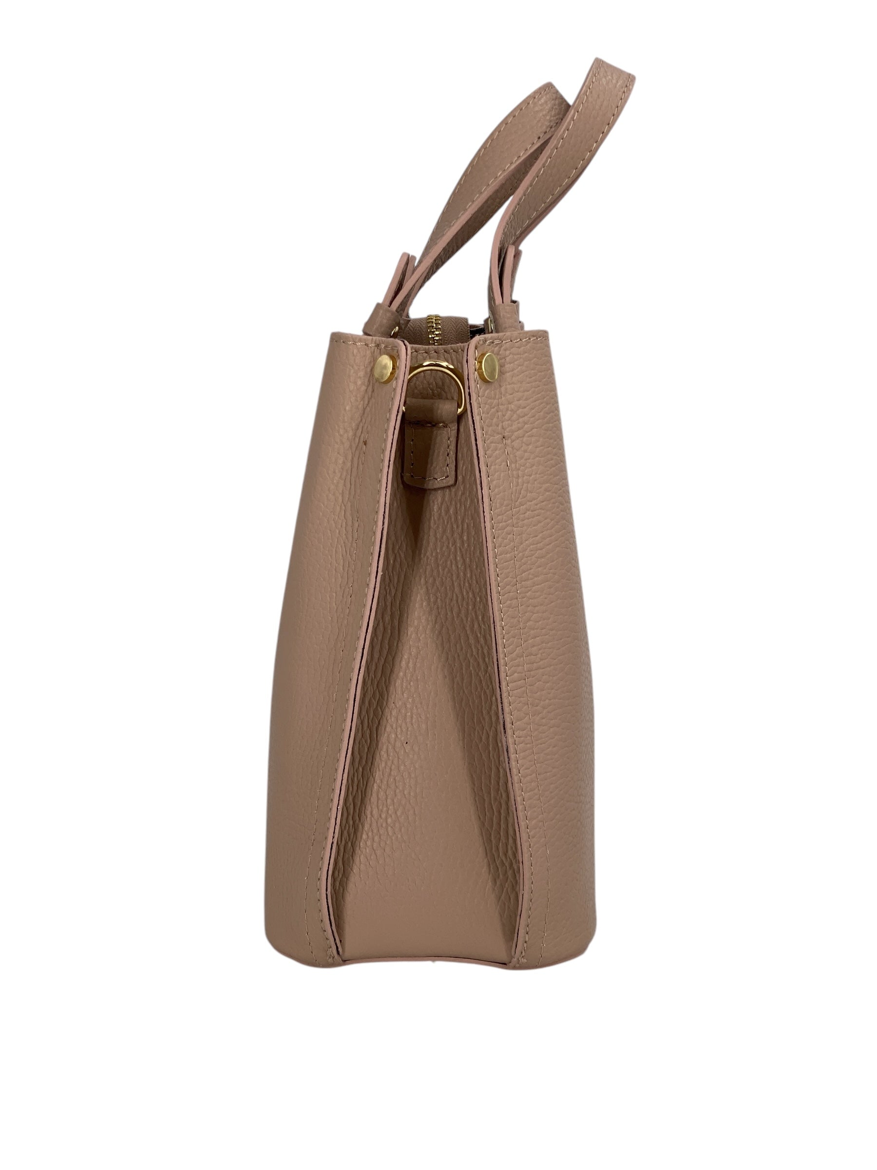 Delphine – Women's shoulder and handbag in genuine Italian leather with double reinforced short handles and removable adjustable shoulder strap