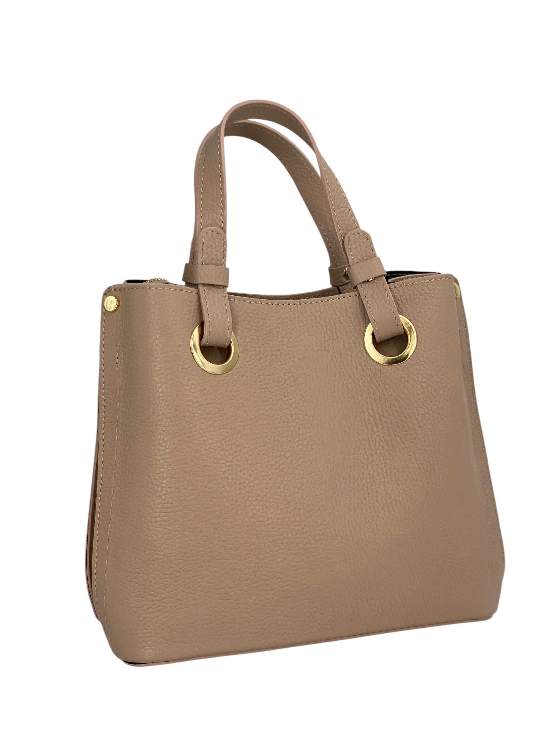Delphine – Women's shoulder and handbag in genuine Italian leather with double reinforced short handles and removable adjustable shoulder strap