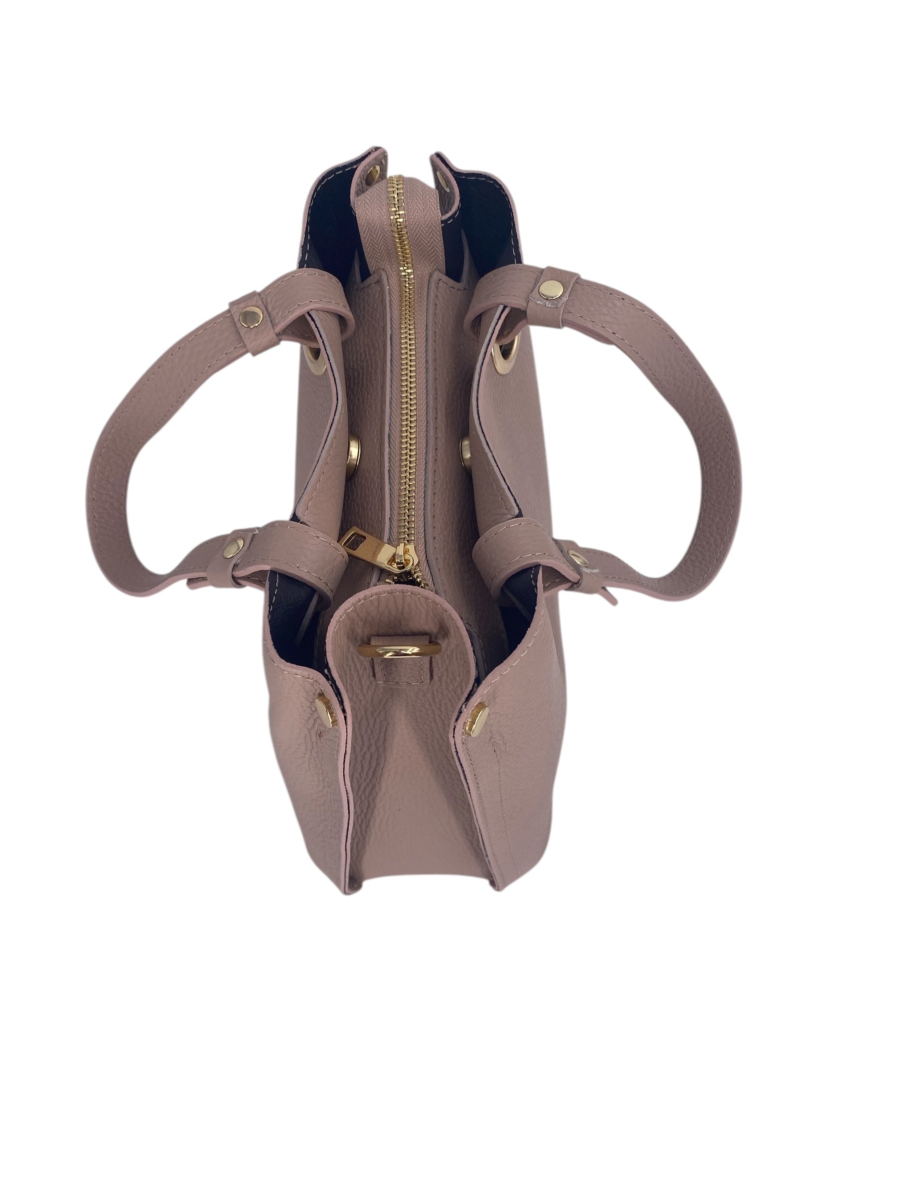 Delphine – Women's shoulder and handbag in genuine Italian leather with double reinforced short handles and removable adjustable shoulder strap