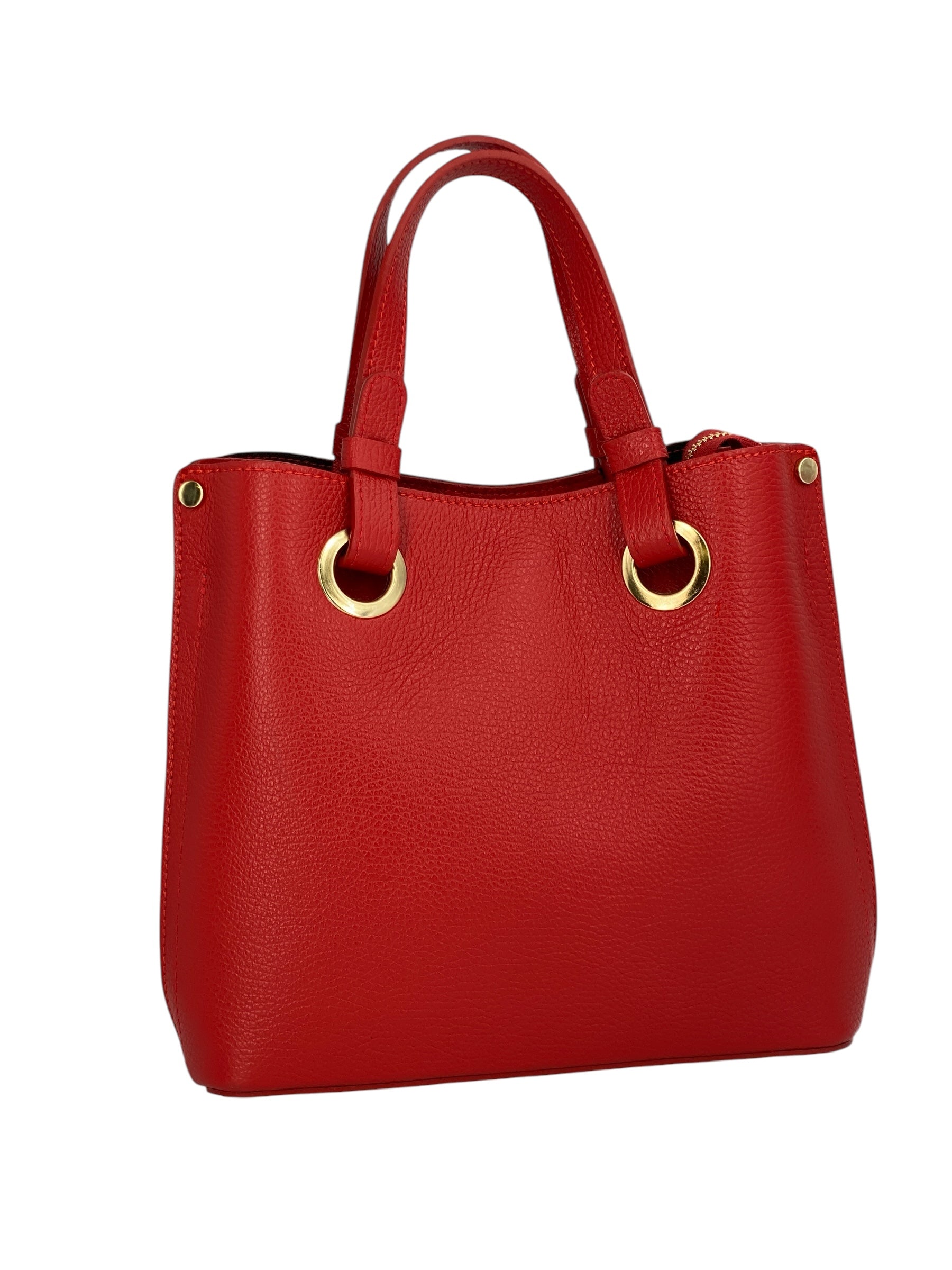 Delphine – Women's shoulder and handbag in genuine Italian leather with double reinforced short handles and removable adjustable shoulder strap