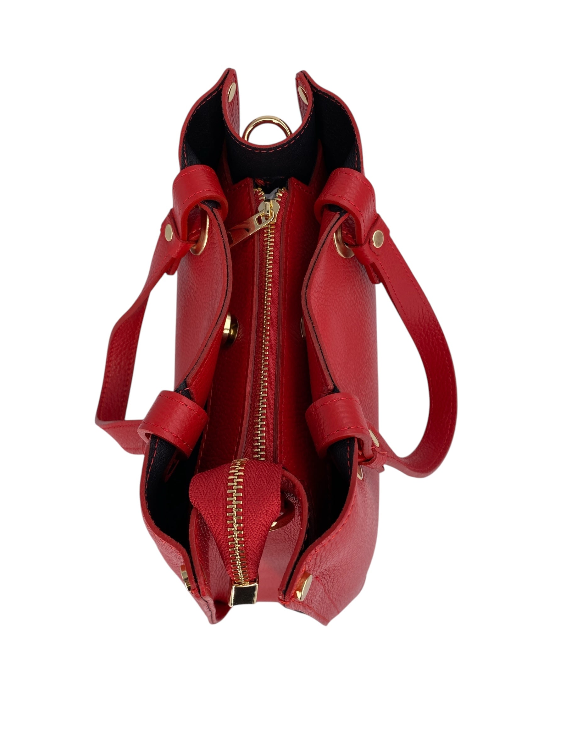 Delphine – Women's shoulder and handbag in genuine Italian leather with double reinforced short handles and removable adjustable shoulder strap