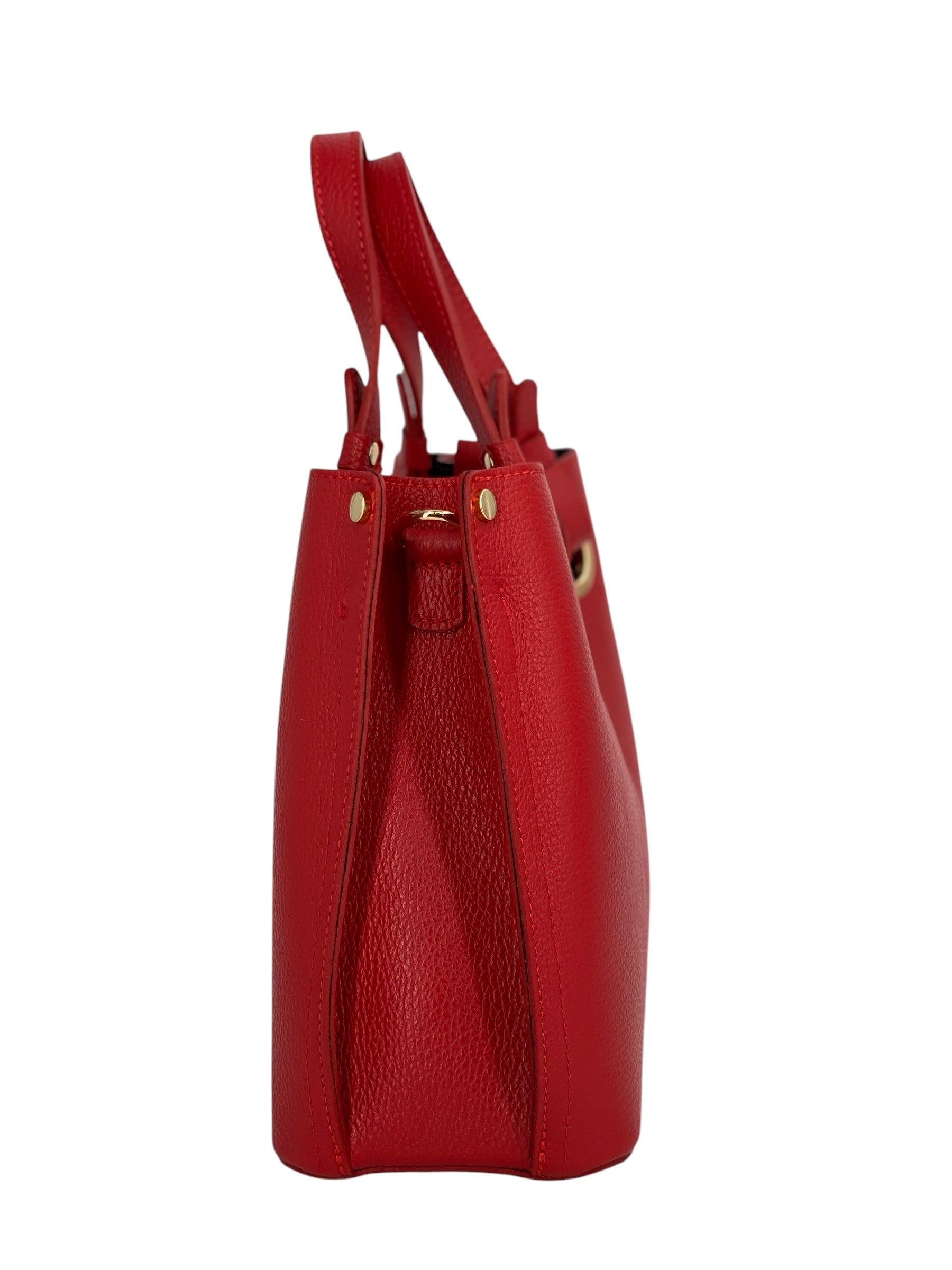Delphine – Women's shoulder and handbag in genuine Italian leather with double reinforced short handles and removable adjustable shoulder strap