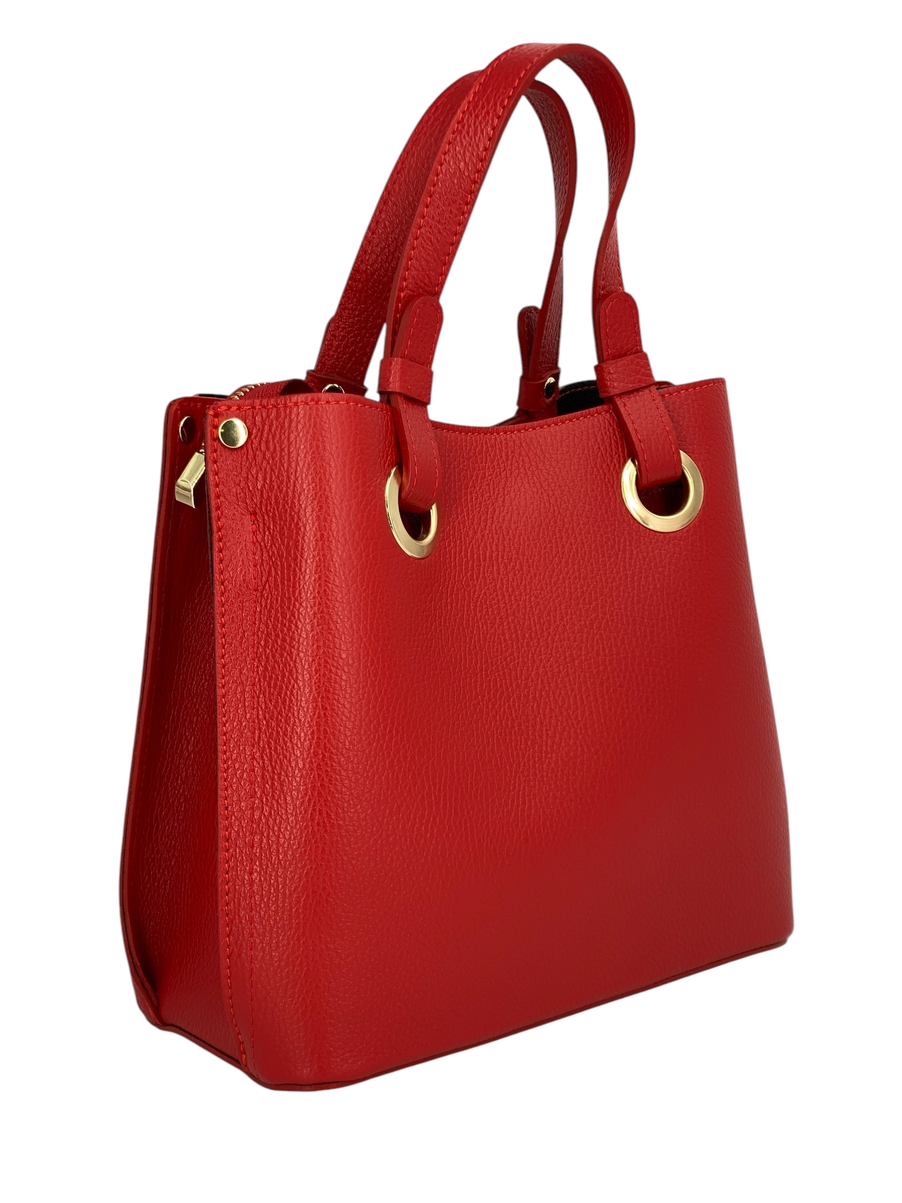 Delphine – Women's shoulder and handbag in genuine Italian leather with double reinforced short handles and removable adjustable shoulder strap