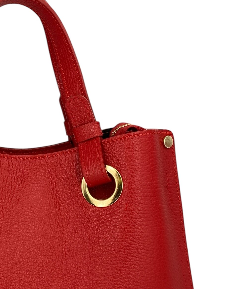 Delphine – Women's shoulder and handbag in genuine Italian leather with double reinforced short handles and removable adjustable shoulder strap
