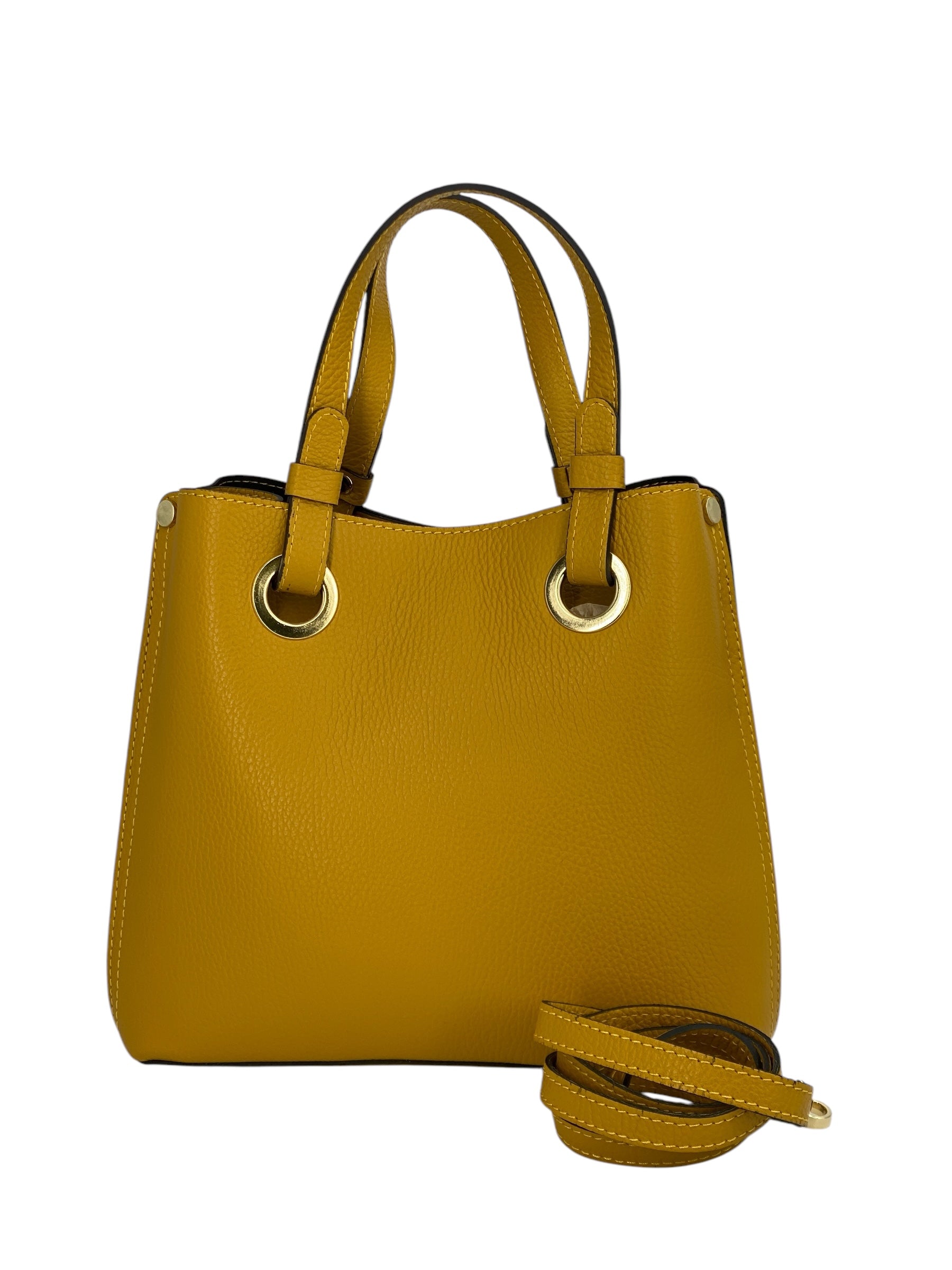 Delphine – Women's shoulder and handbag in genuine Italian leather with double reinforced short handles and removable adjustable shoulder strap