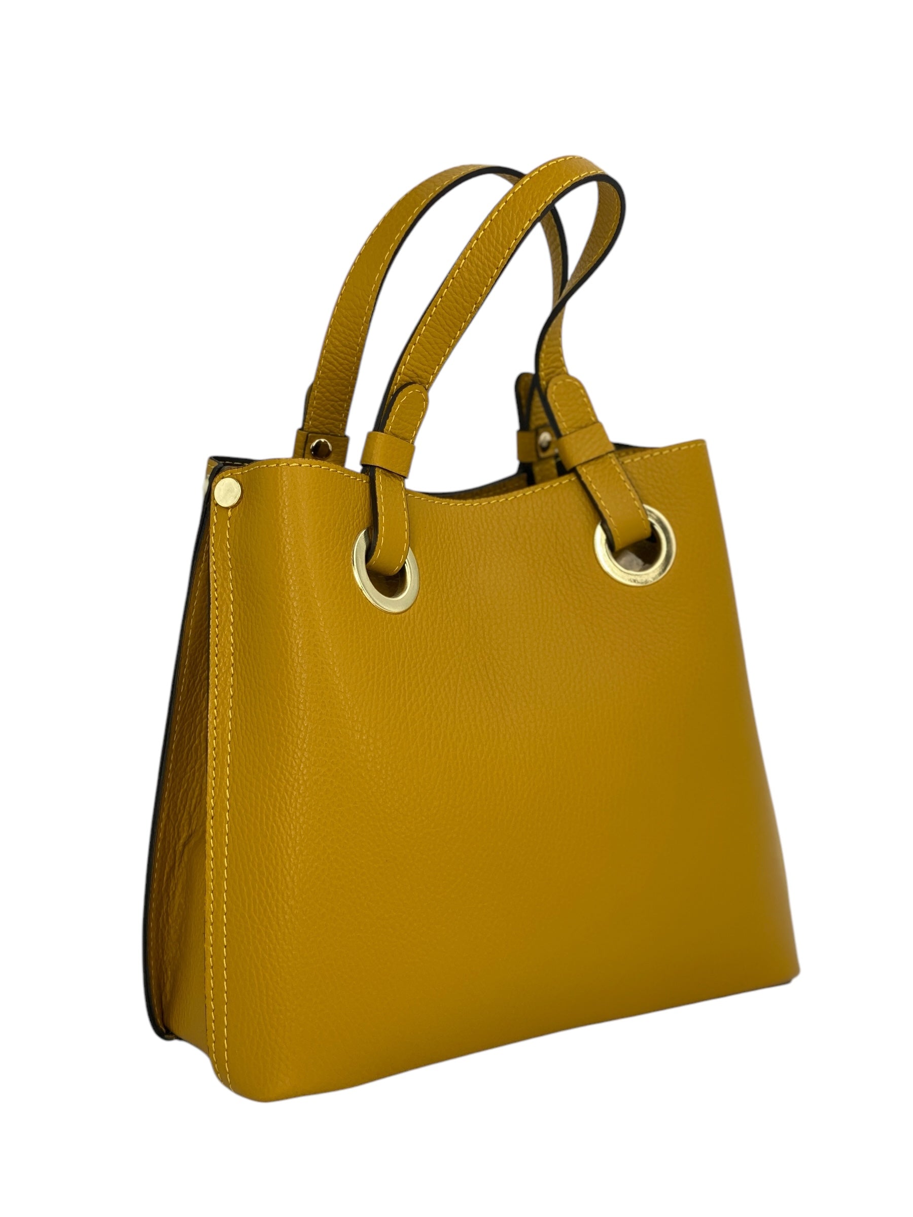 Delphine – Women's shoulder and handbag in genuine Italian leather with double reinforced short handles and removable adjustable shoulder strap