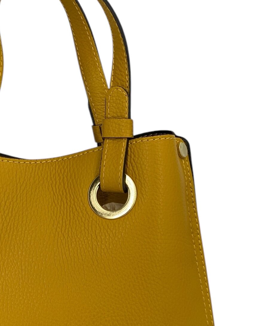 Delphine – Women's shoulder and handbag in genuine Italian leather with double reinforced short handles and removable adjustable shoulder strap