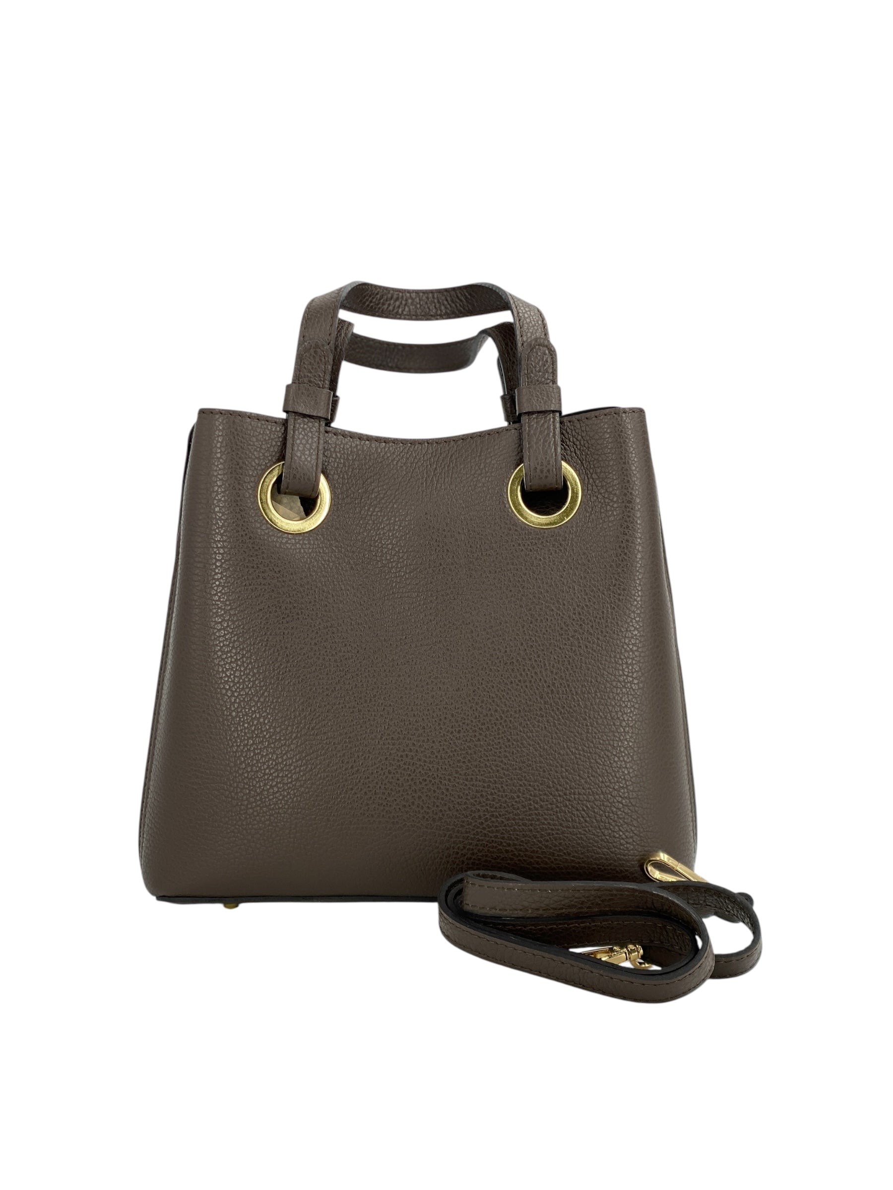 Delphine – Women's shoulder and handbag in genuine Italian leather with double reinforced short handles and removable adjustable shoulder strap