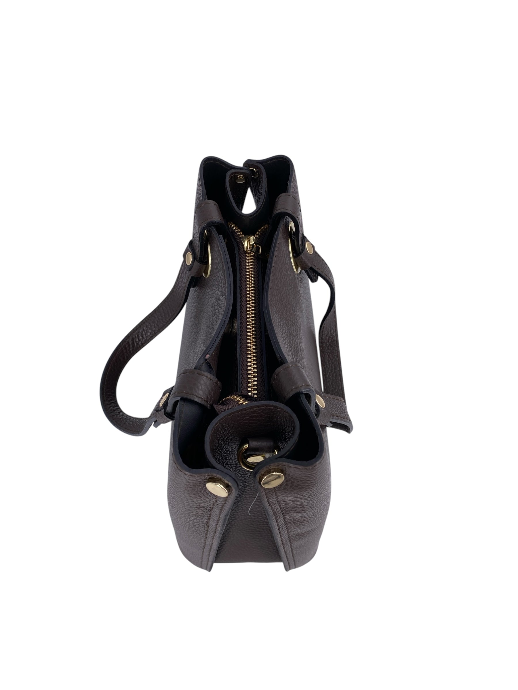 Delphine – Women's shoulder and handbag in genuine Italian leather with double reinforced short handles and removable adjustable shoulder strap