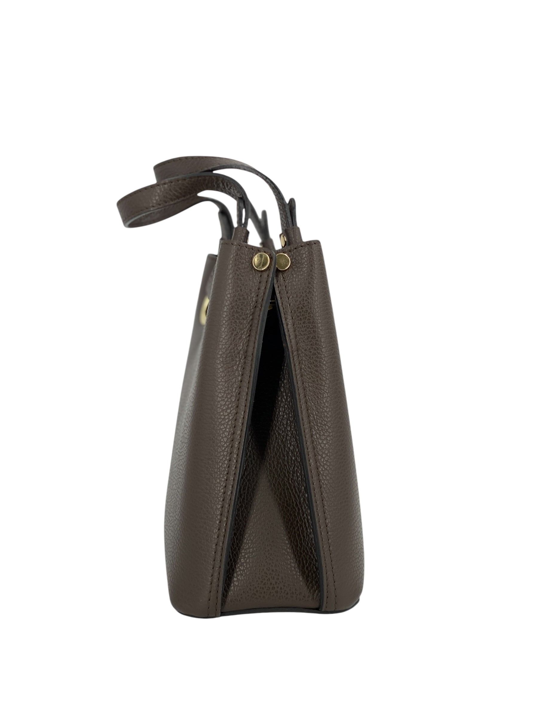 Delphine – Women's shoulder and handbag in genuine Italian leather with double reinforced short handles and removable adjustable shoulder strap