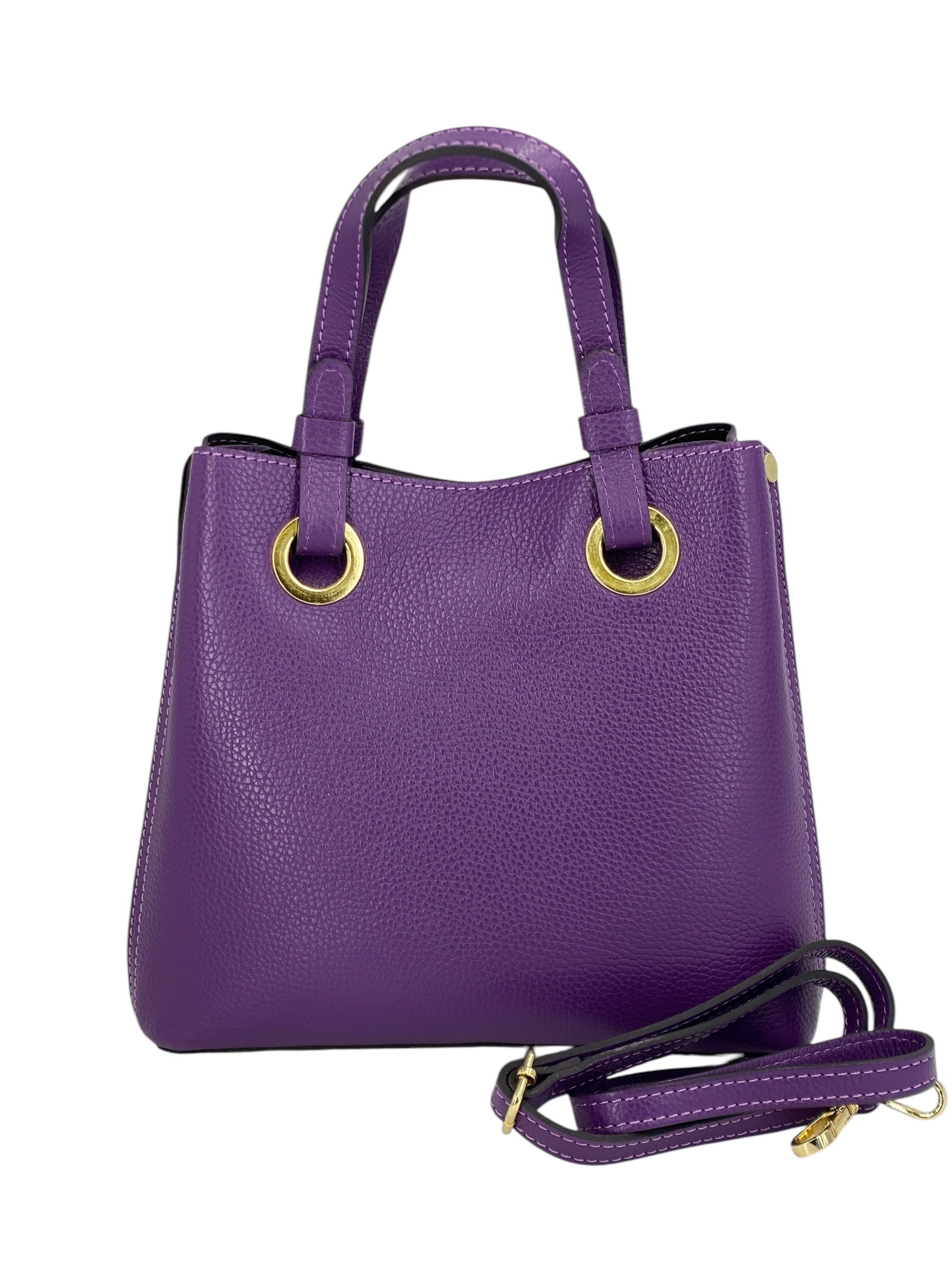 Delphine – Women's shoulder and handbag in genuine Italian leather with double reinforced short handles and removable adjustable shoulder strap
