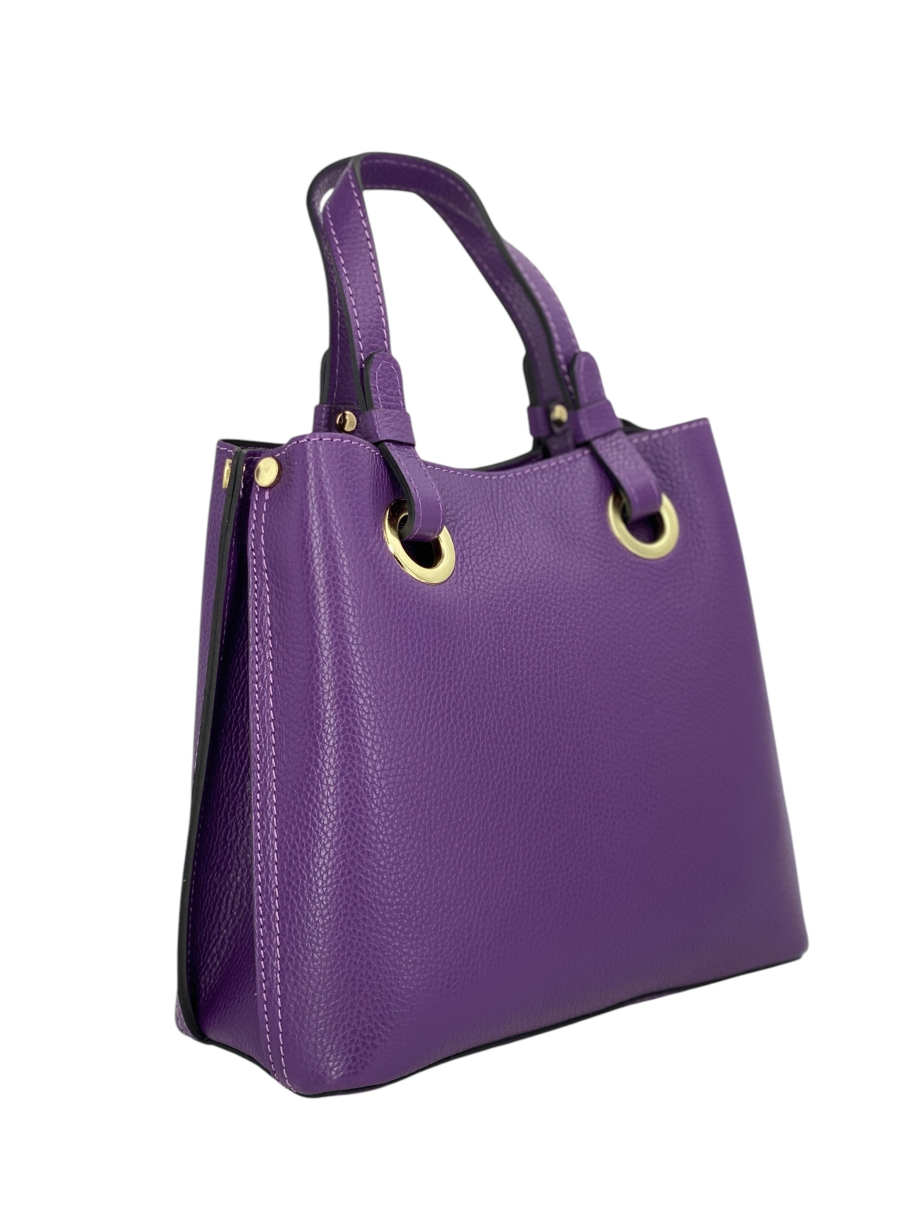 Delphine – Women's shoulder and handbag in genuine Italian leather with double reinforced short handles and removable adjustable shoulder strap