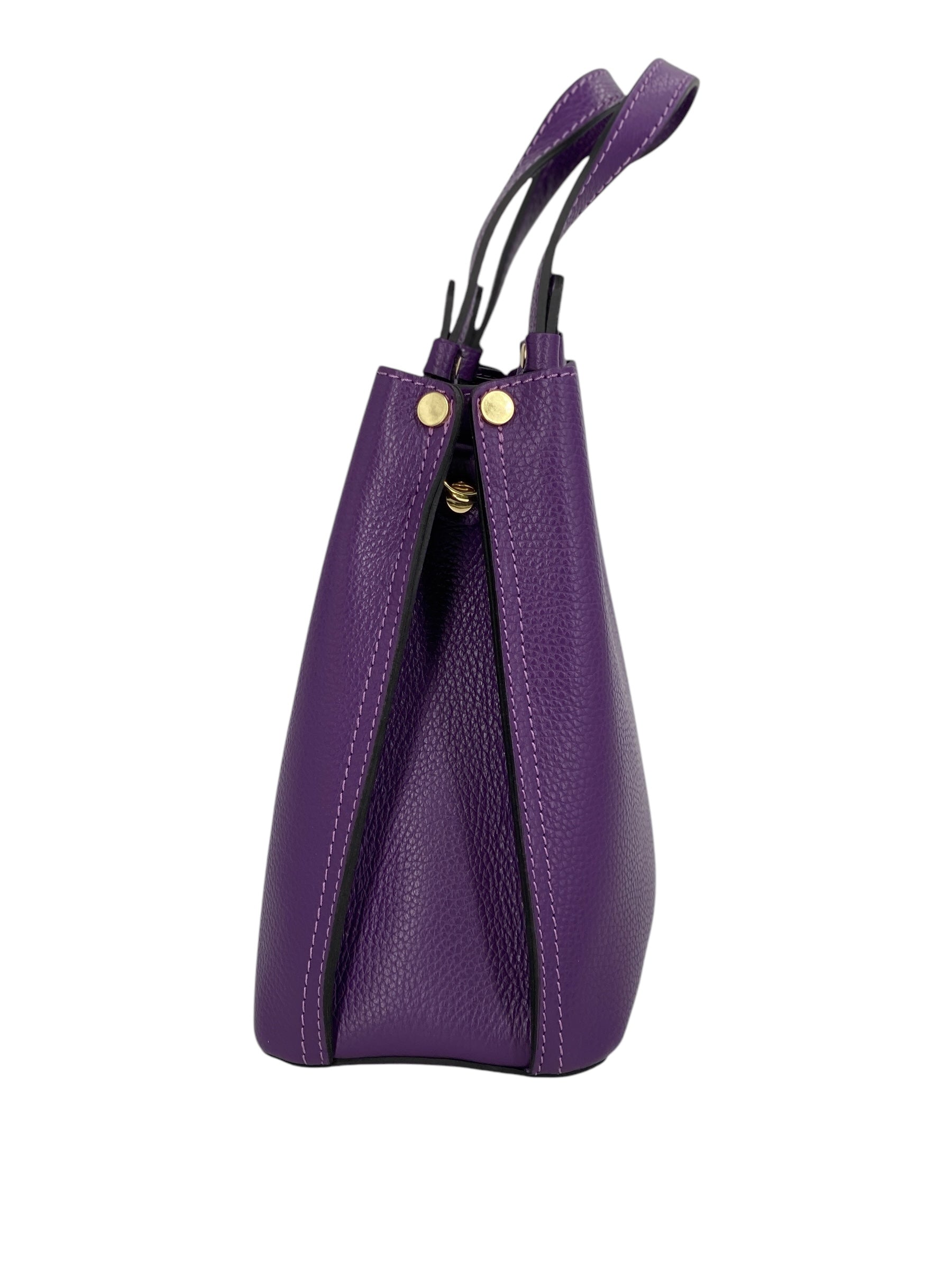 Delphine – Women's shoulder and handbag in genuine Italian leather with double reinforced short handles and removable adjustable shoulder strap