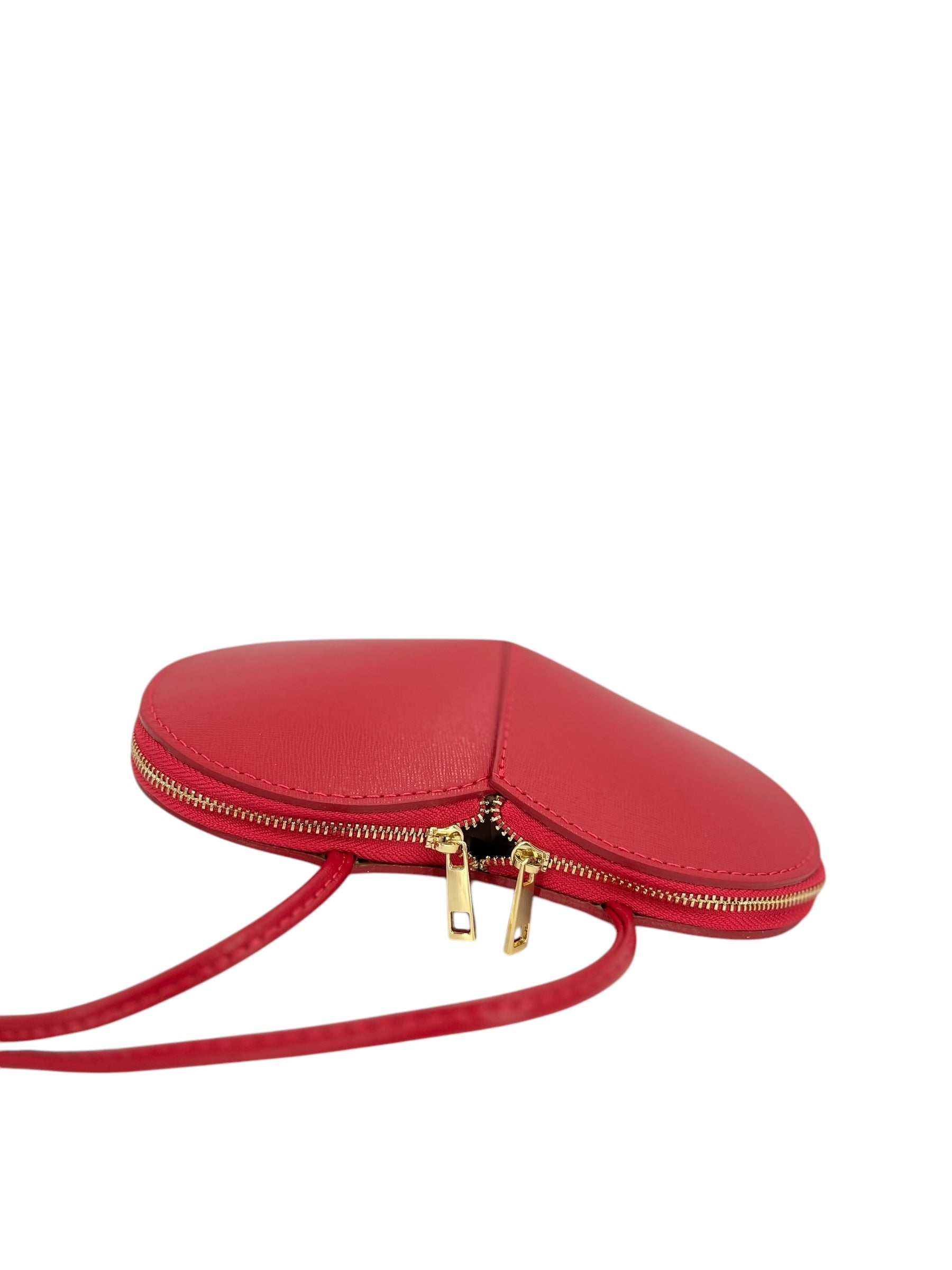 Claudine – Damen-Umhängetasche aus echtem italienischem Leder mit Herzdesign und doppeltem Reißverschluss