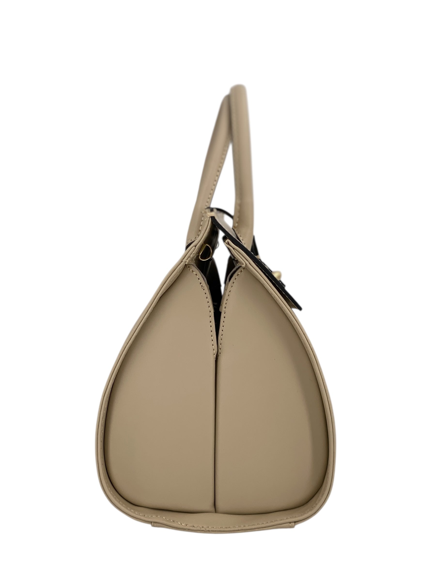 Fleur – Women's handbag and shoulder bag in genuine Italian leather with rigid handles and removable shoulder strap
